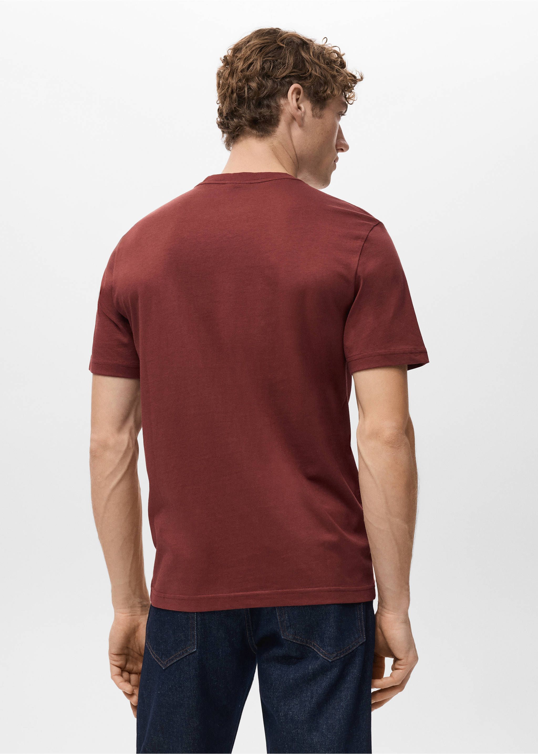 Camiseta slim fit 100% algodón - Reverso del artículo, Cereza. Ref: 27041263-00.
