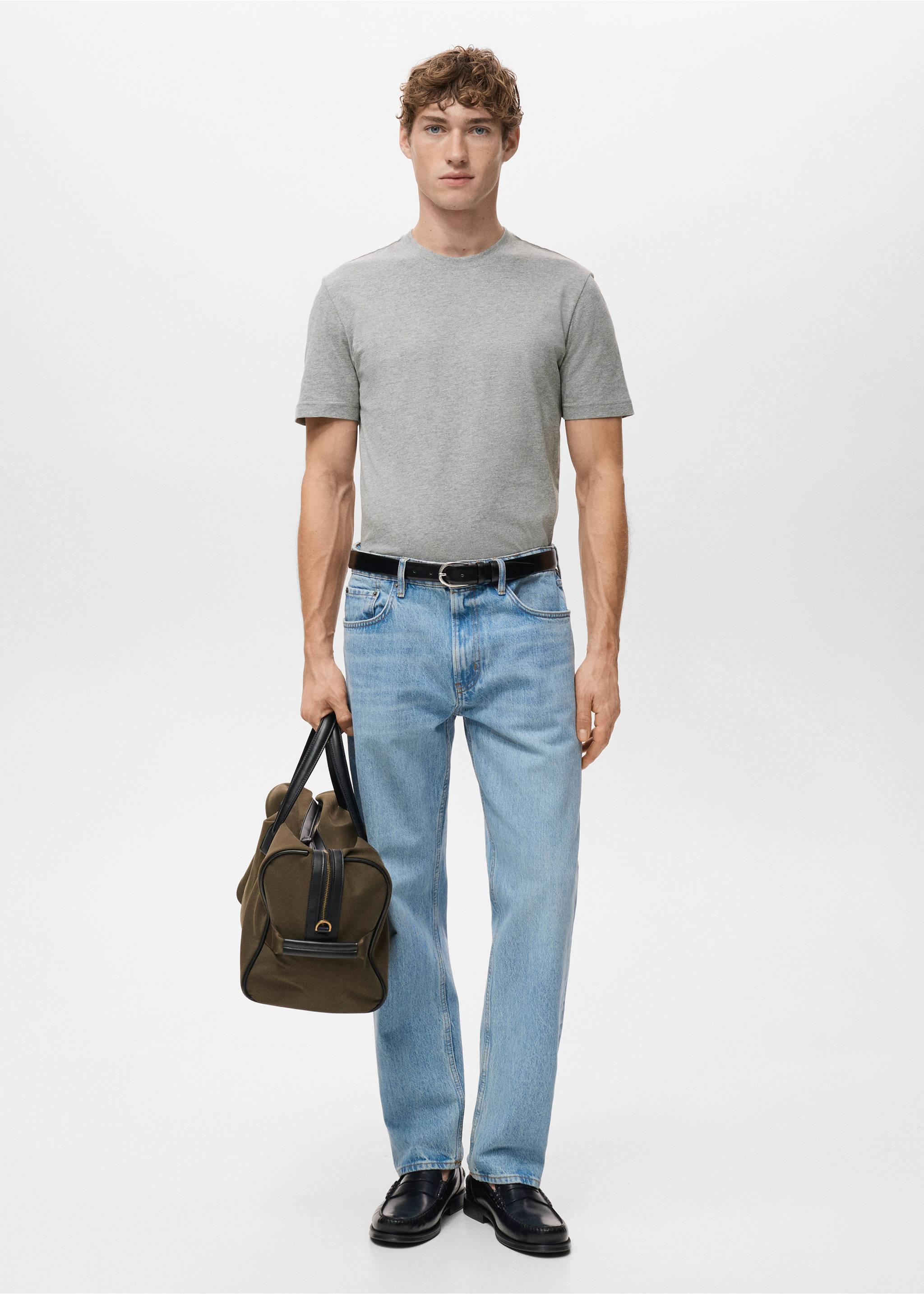 100% cotton slim-fit t-shirt - General plane, Light Heather Grey. Ref: 27041263-00.