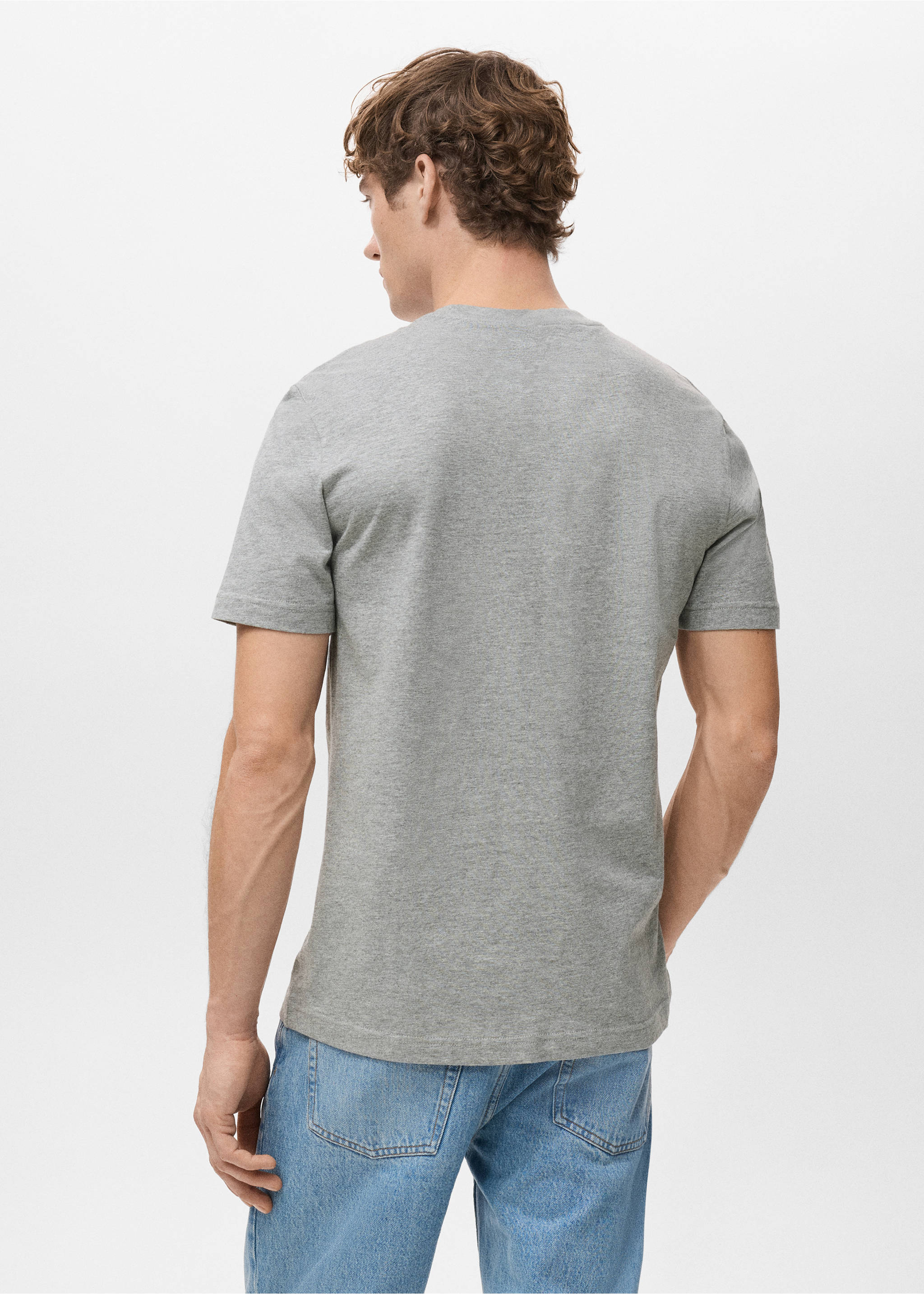 100% cotton slim-fit t-shirt - Reverse of the article, Light Heather Grey. Ref: 27041263-00.