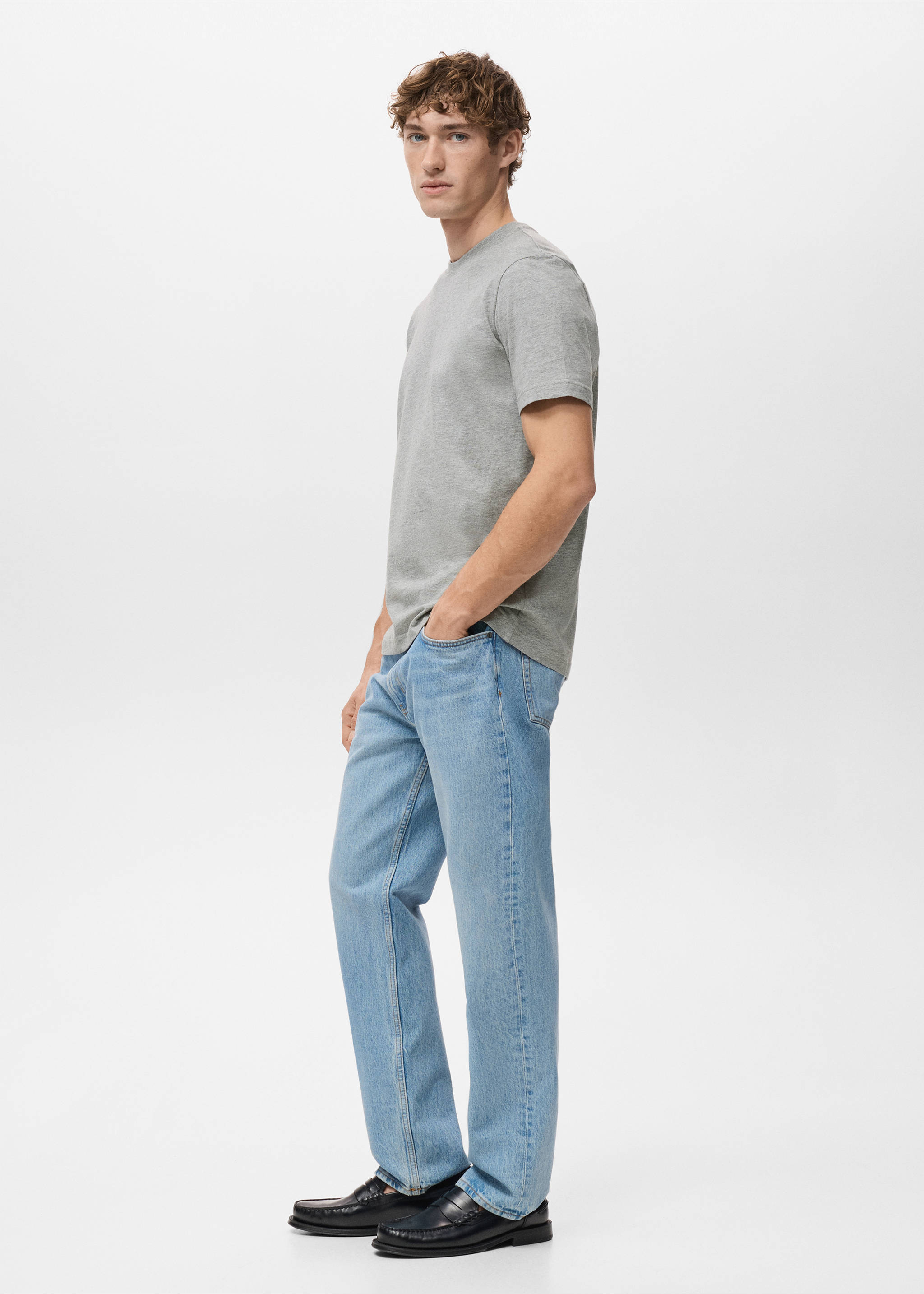 100% cotton slim-fit t-shirt - Details of the article 2, Light Heather Grey. Ref: 27041263-00.