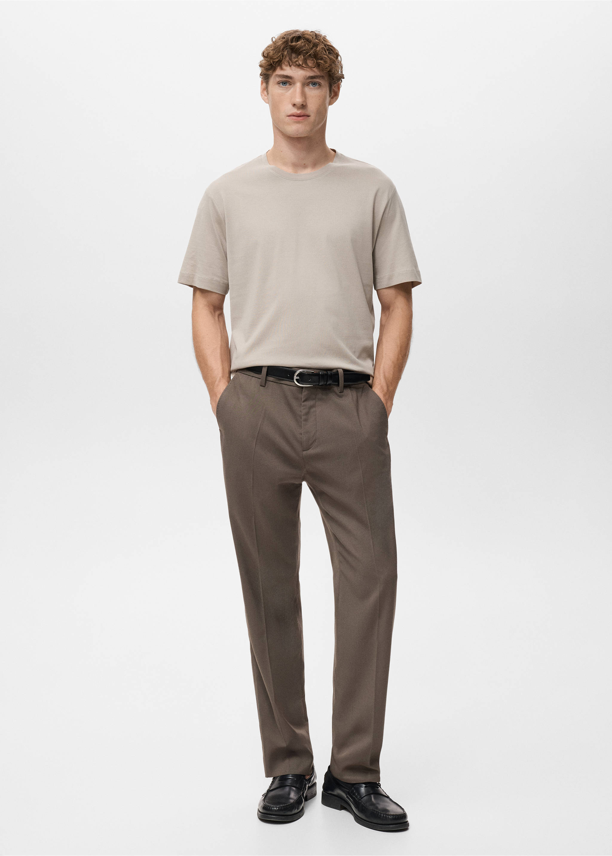 Футболка 100% хлопок regular fit - Общий план, Песочный. Ref: 27041264-00.