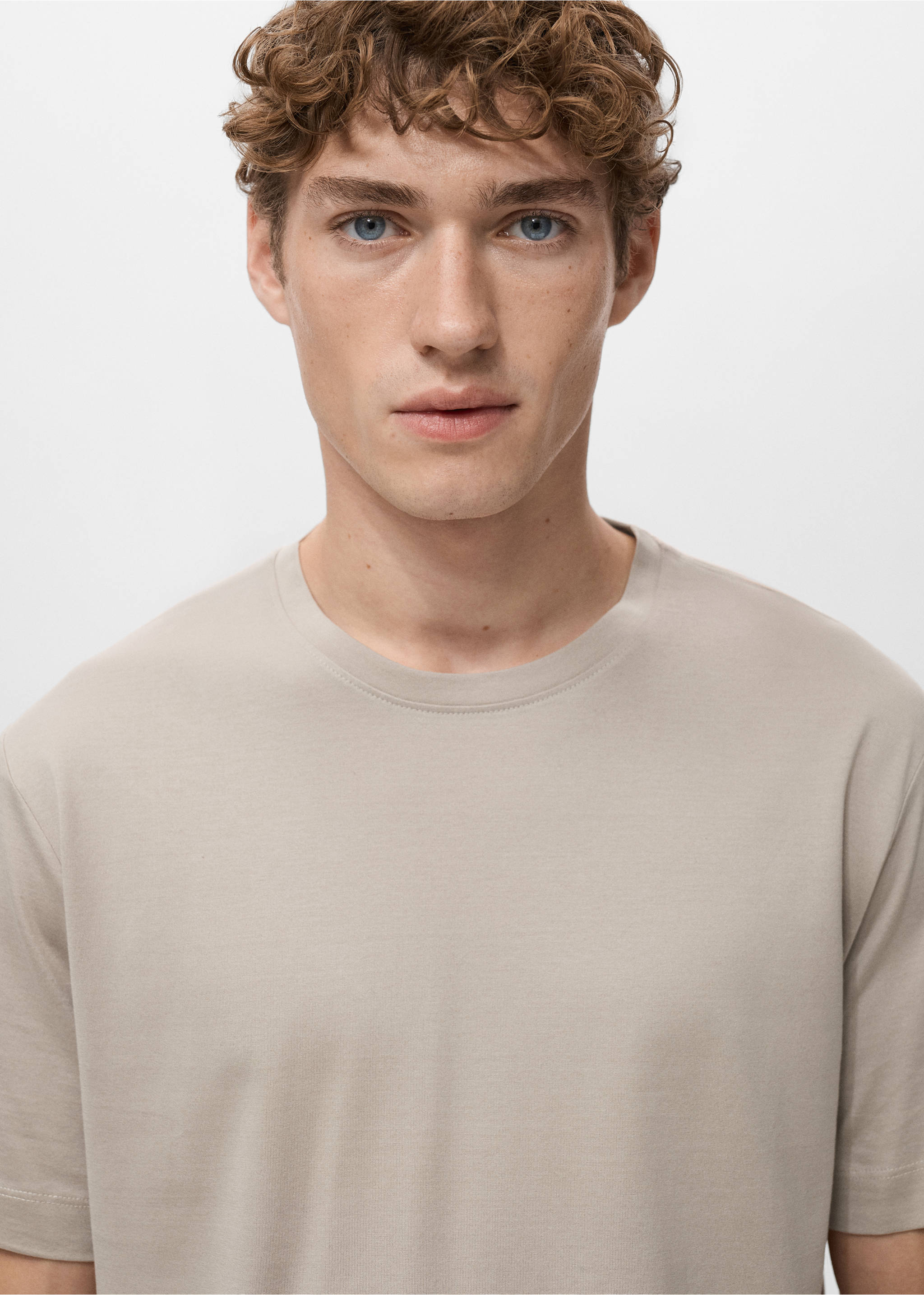 Футболка 100% хлопок regular fit - Деталь изделия 1, Песочный. Ref: 27041264-00.