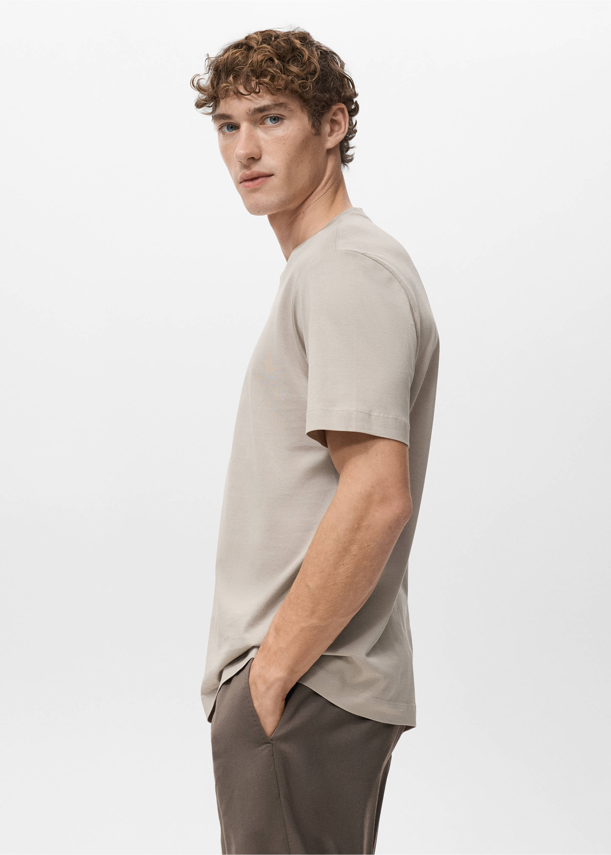 Футболка 100% хлопок regular fit - Деталь изделия 2, Песочный. Ref: 27041264-00.