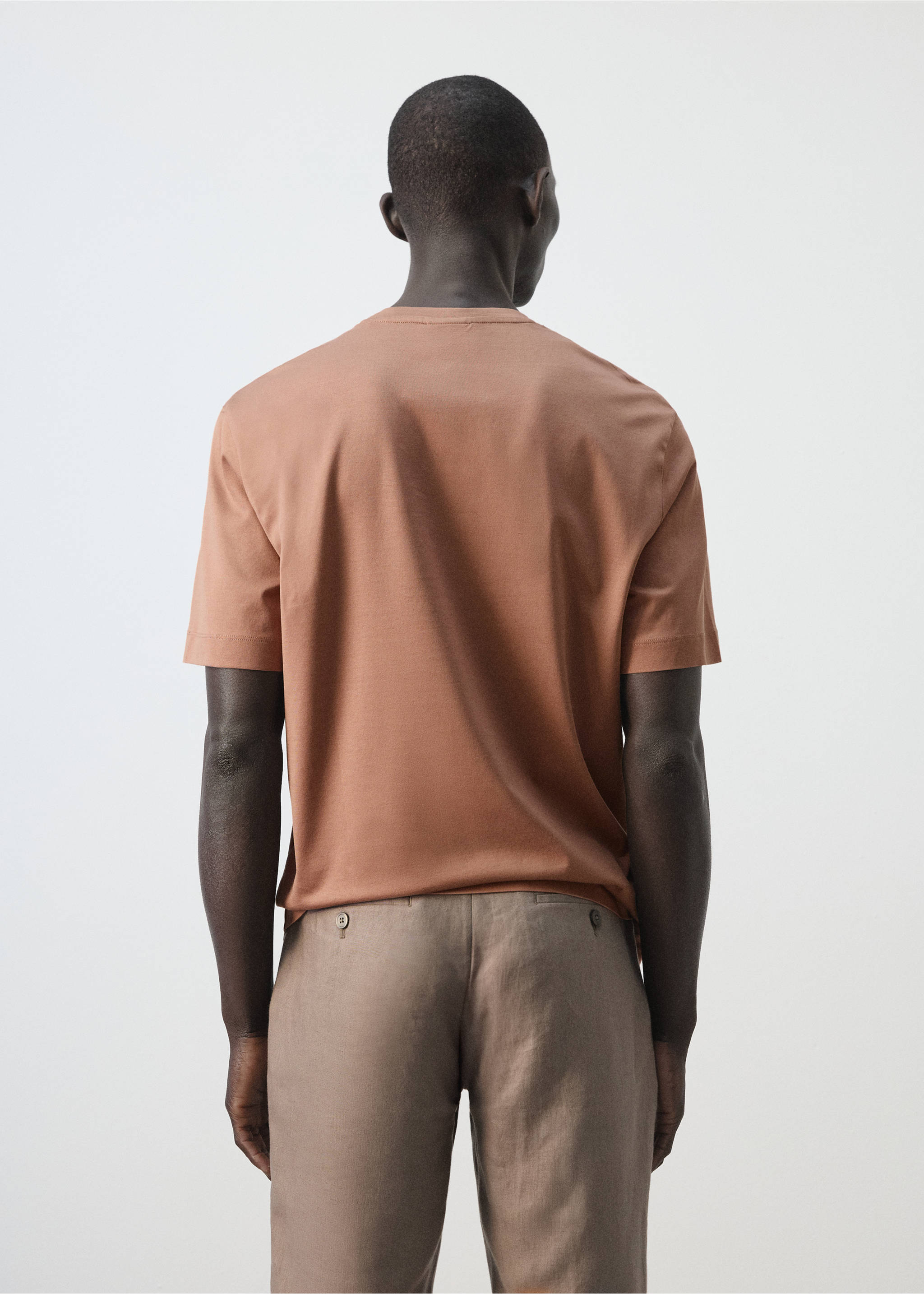 Футболка 100% хлопок regular fit - Обратная сторона изделия, Персиковый. Ref: 27041264-00.