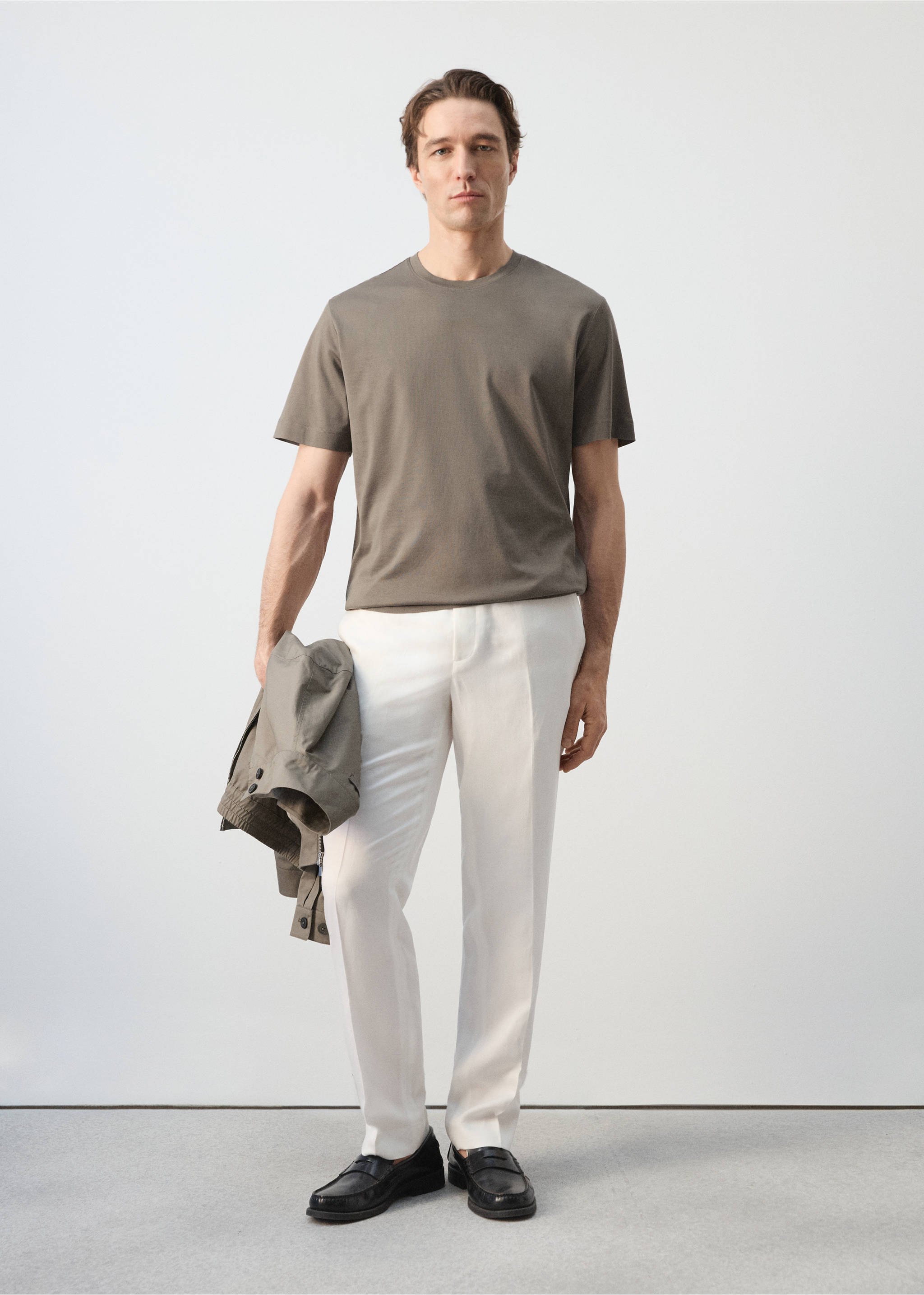 Camiseta 100% algodón regular fit - Plano general, Marrón medio. Ref: 27041264-00.