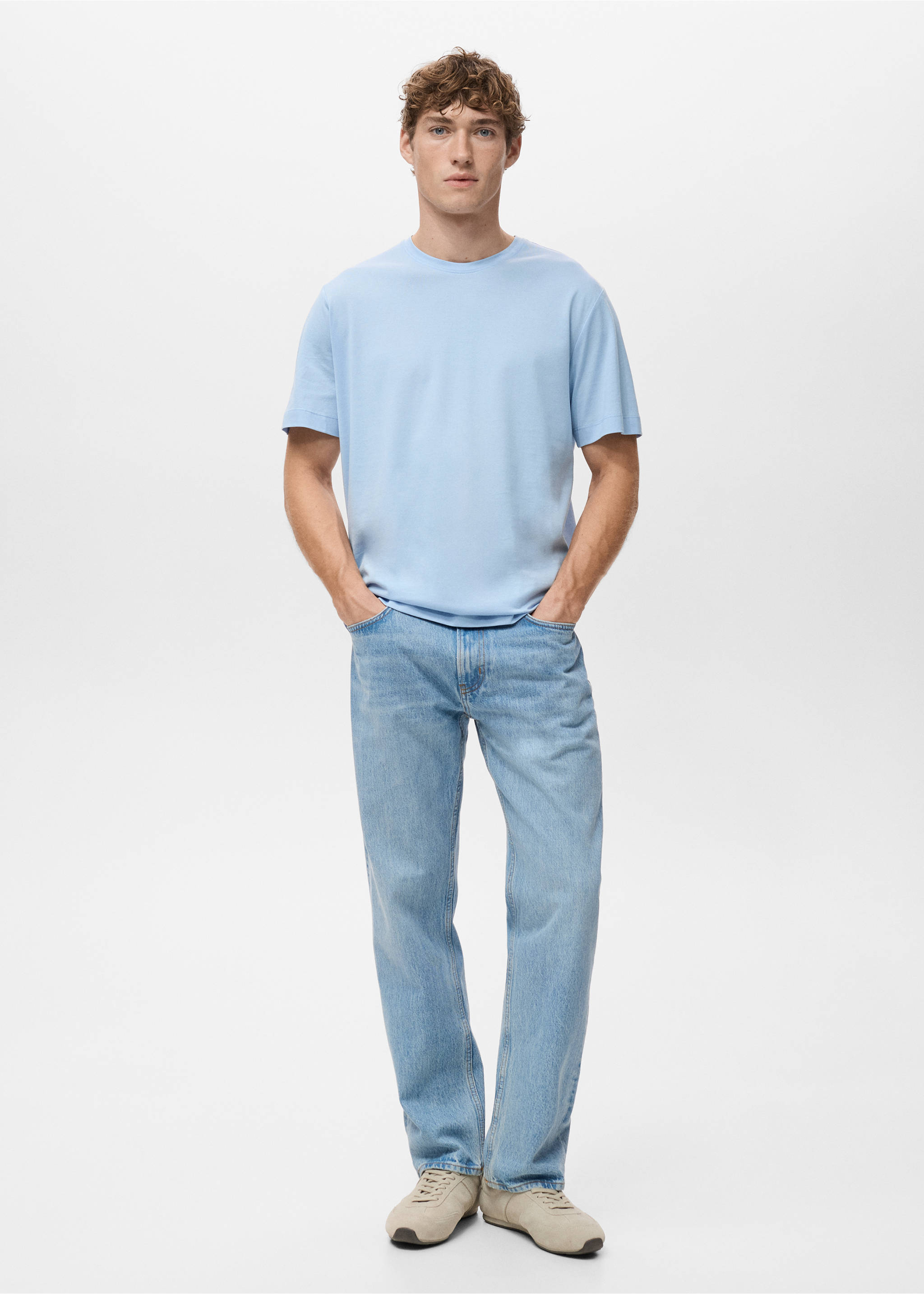 Camiseta 100% algodón regular fit - Plano general, Azul celeste. Ref: 27041264-00.