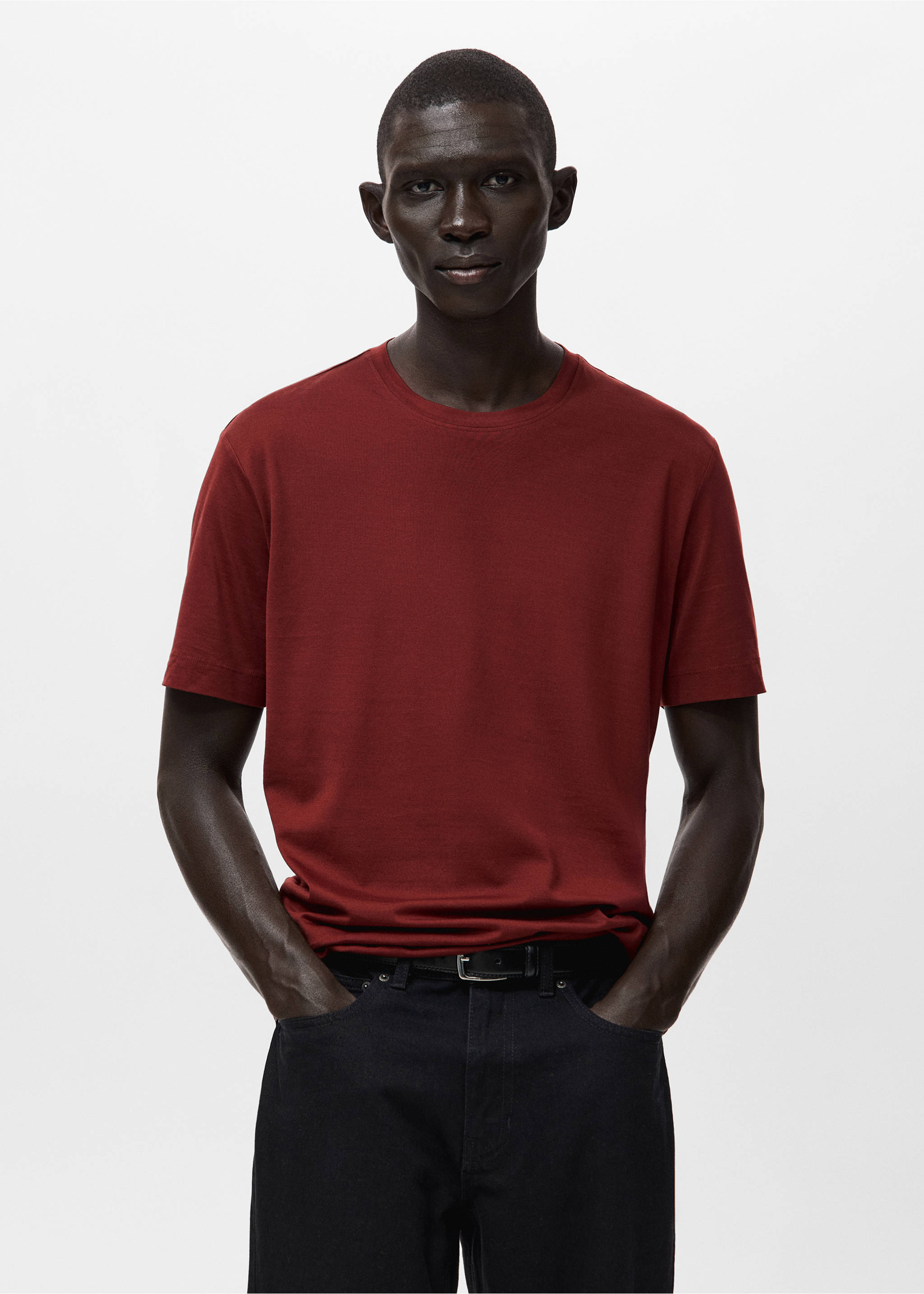 Camiseta 100% algodón regular fit - Plano medio, Cereza. Ref: 27041264-00.