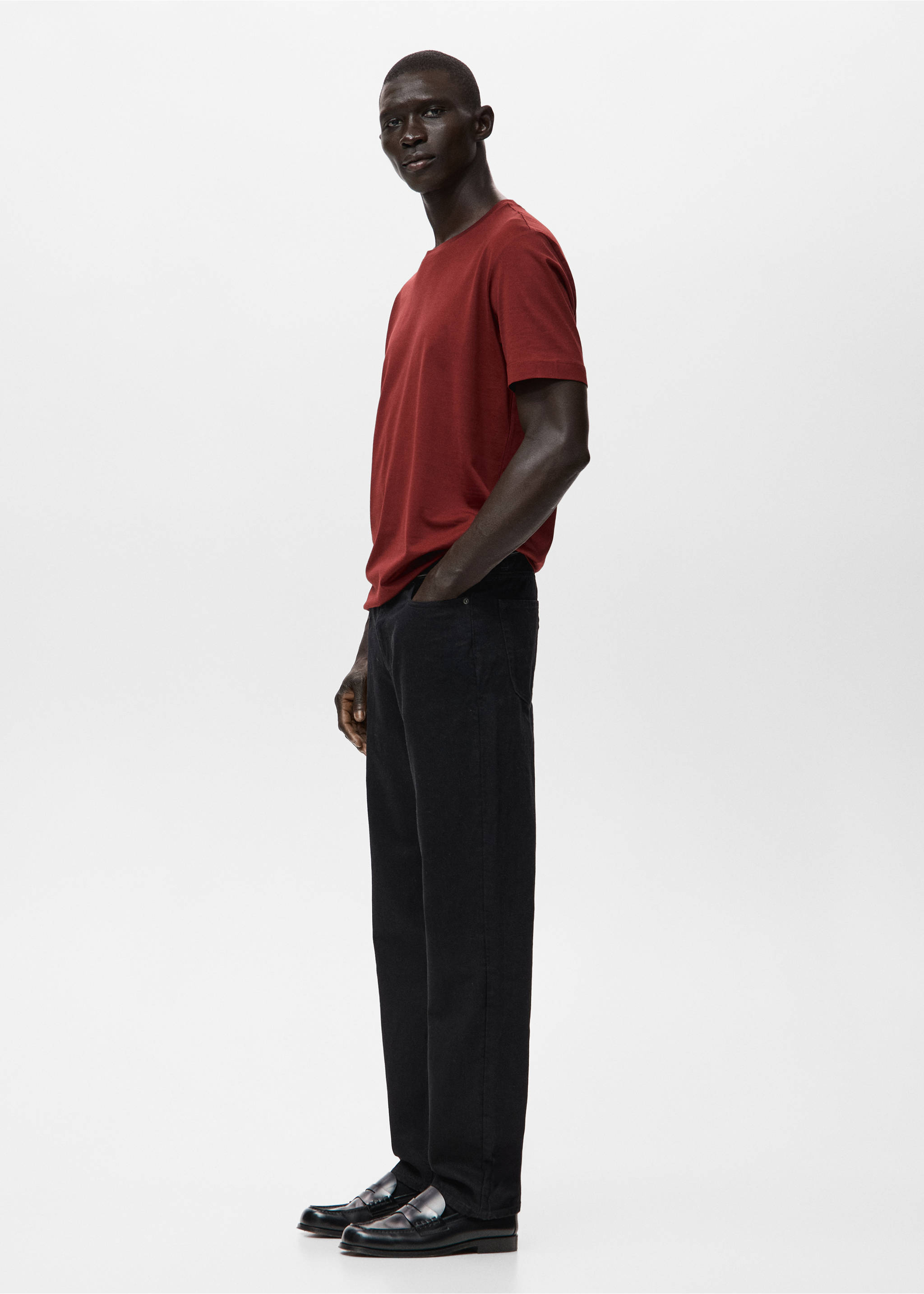 Camiseta 100% algodón regular fit - Detalle del artículo 2, Cereza. Ref: 27041264-00.