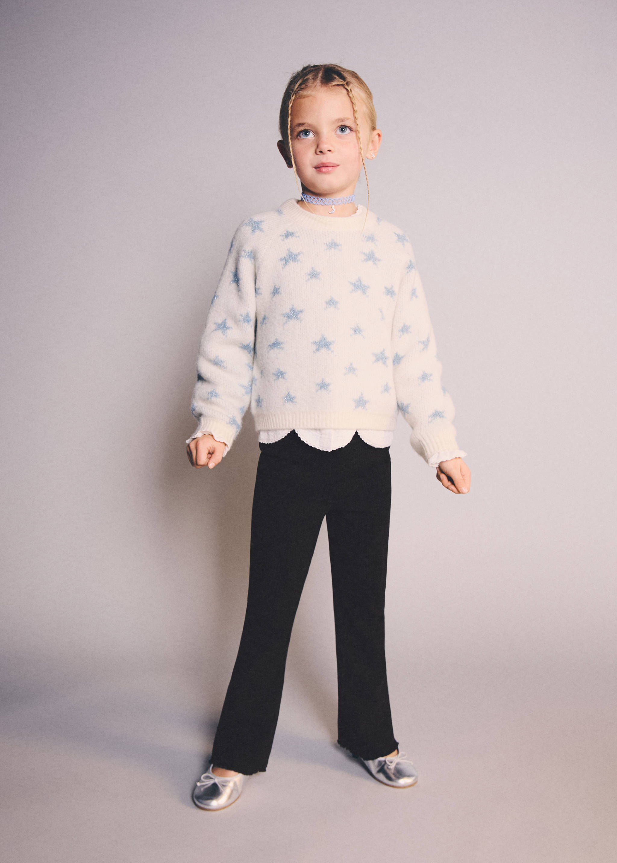 Ribbed flared leggings - Medium plane