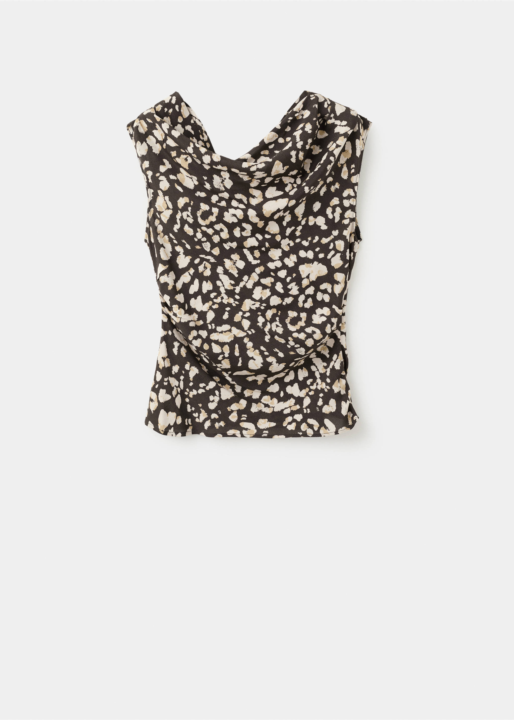Draped animal-print top - Article without model, Brown. Ref: 27041274-00.