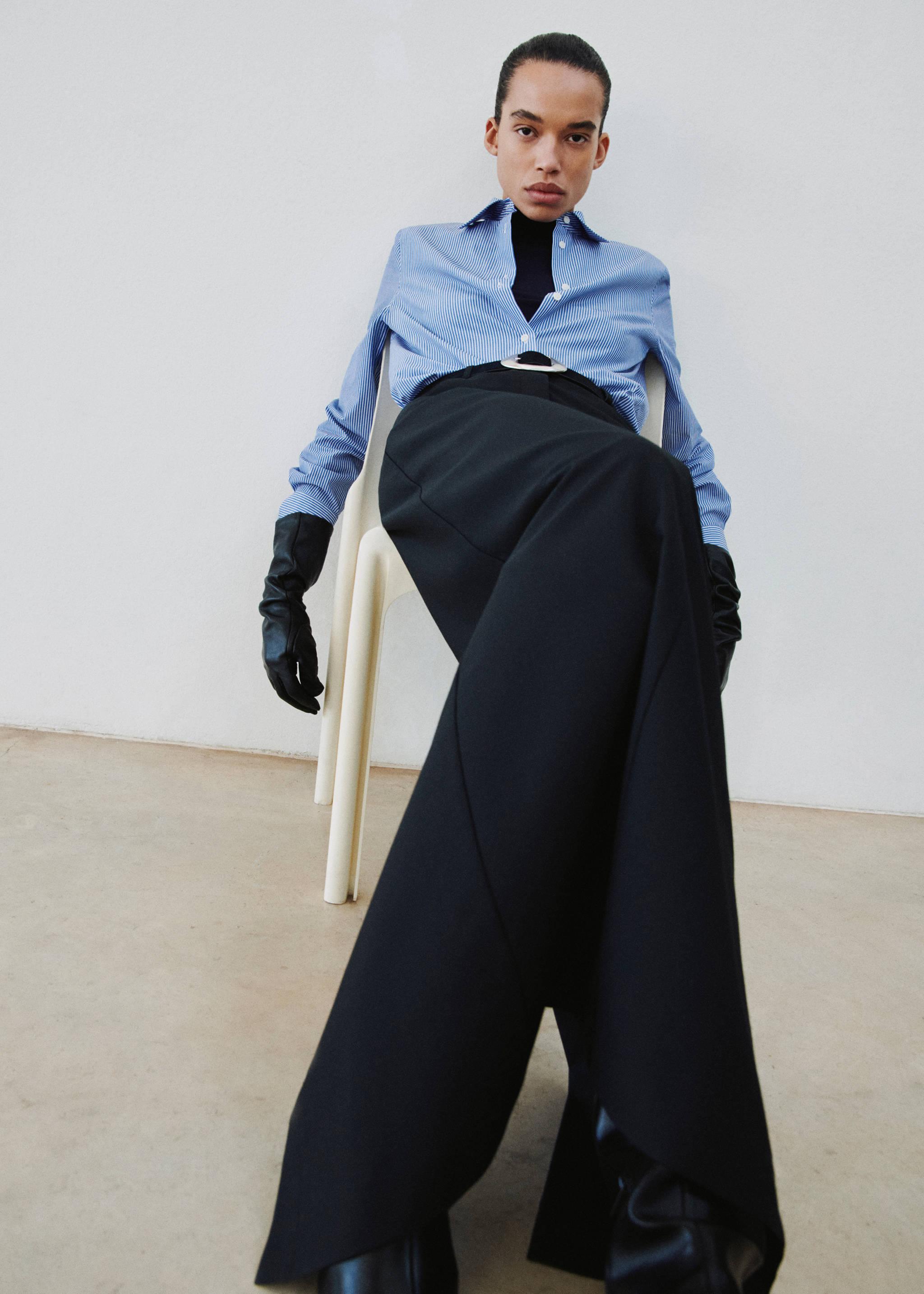 Cotton and lyocell blend straight shirt - Details of the article 1