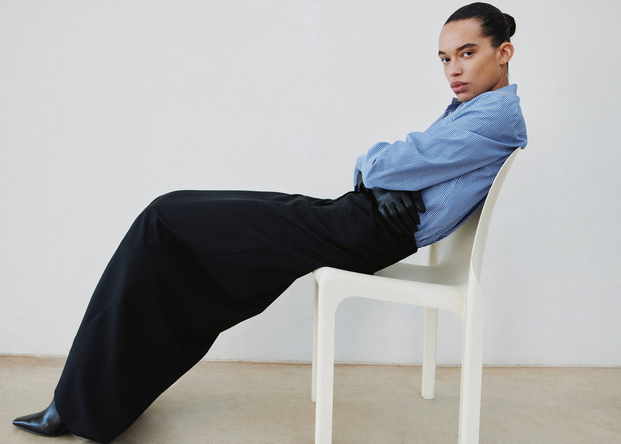 Cotton and lyocell blend straight shirt - Panoramic plane