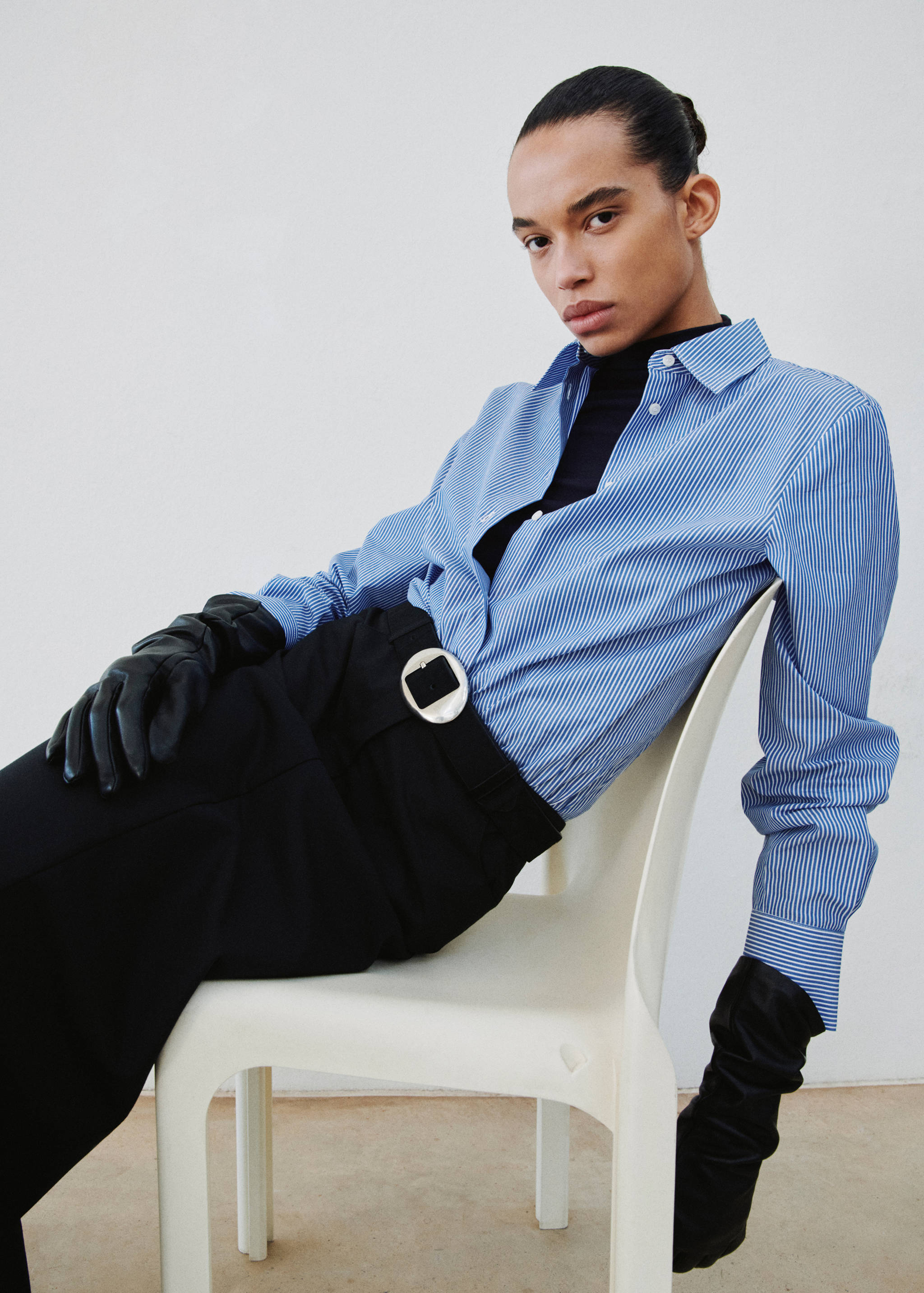 Cotton and lyocell blend straight shirt - Medium plane