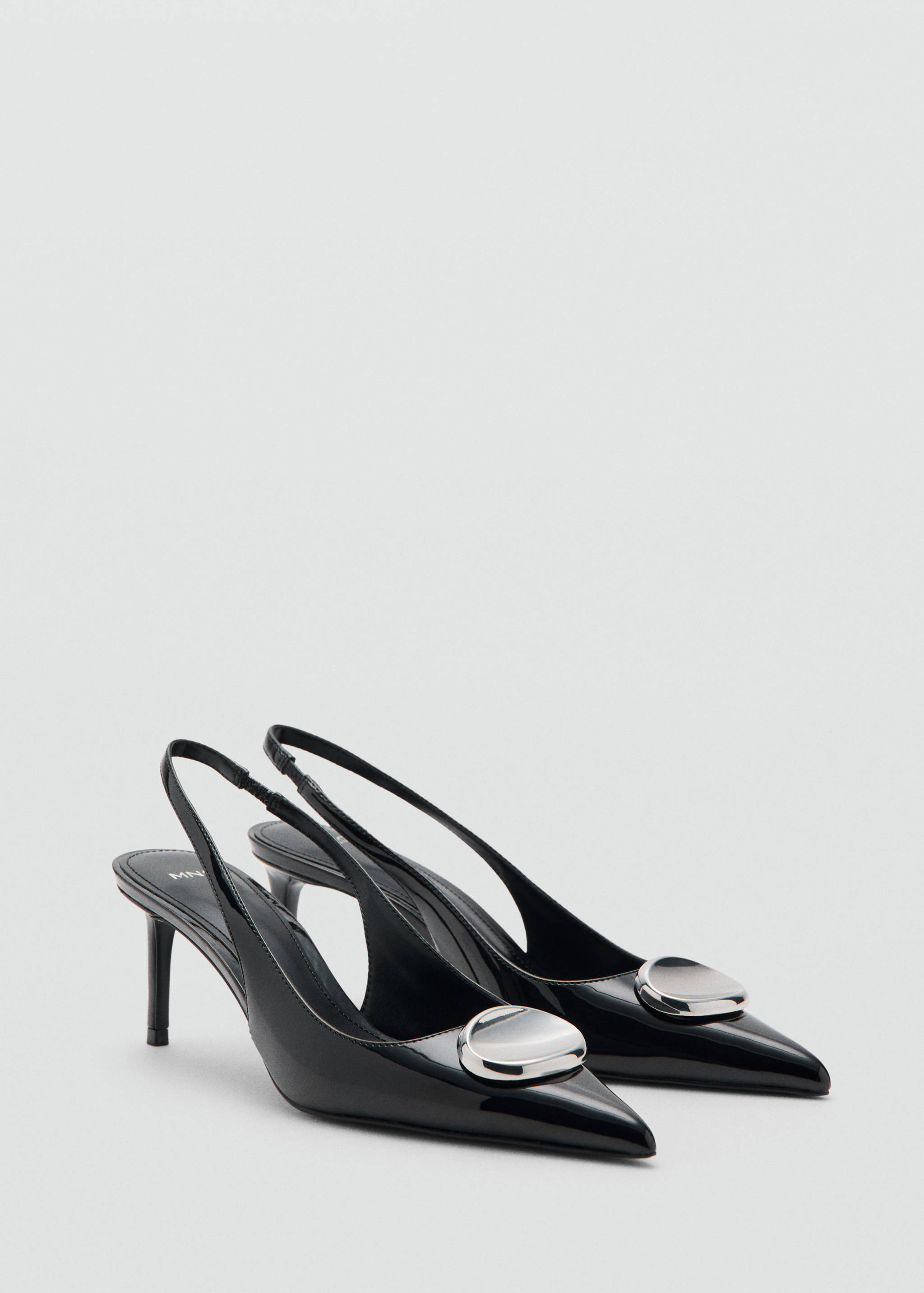 Patent leather high-heeled shoes with metal detail - Medium plane