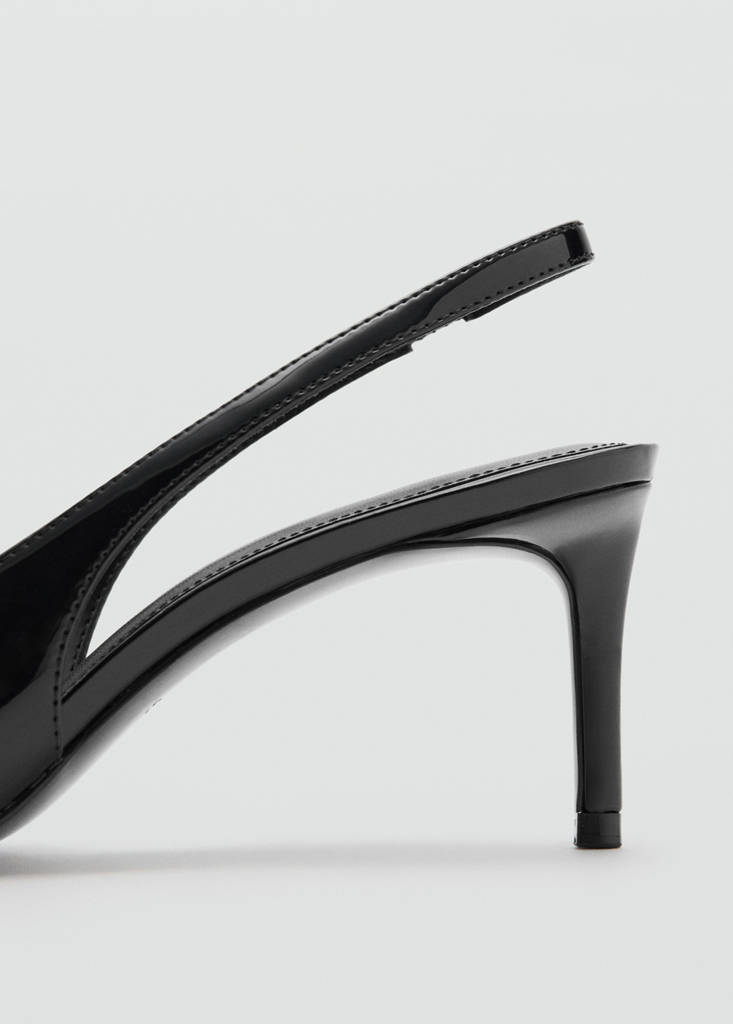 Patent leather high-heeled shoes with metal detail — Black