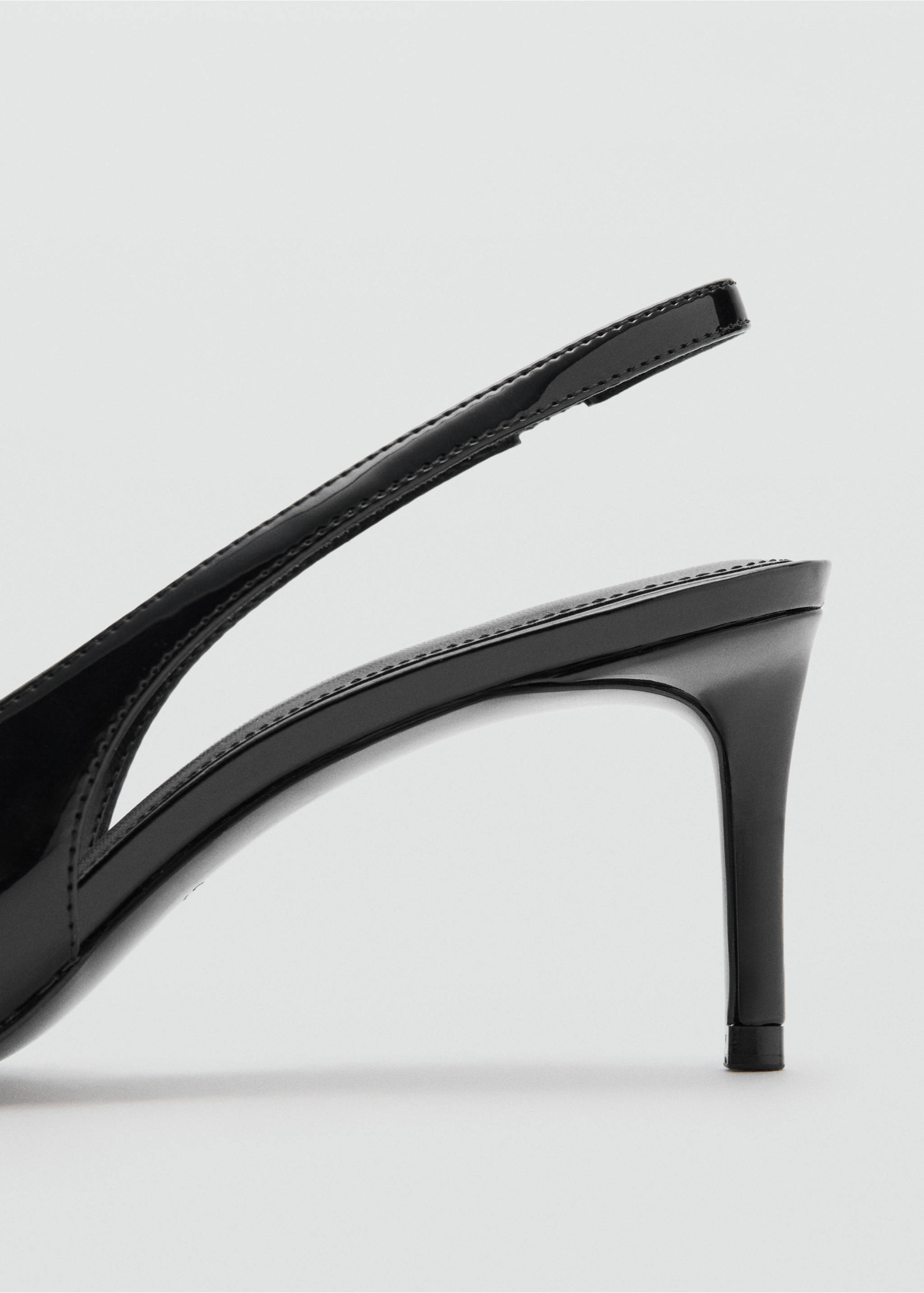 Patent leather high-heeled shoes with metal detail - Details of the article 1, Black. Ref: 27041279-00.