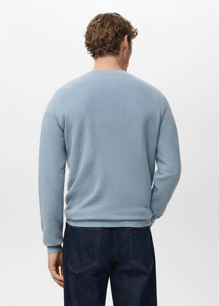 Microstructured cotton knitted sweater — Sky Blue