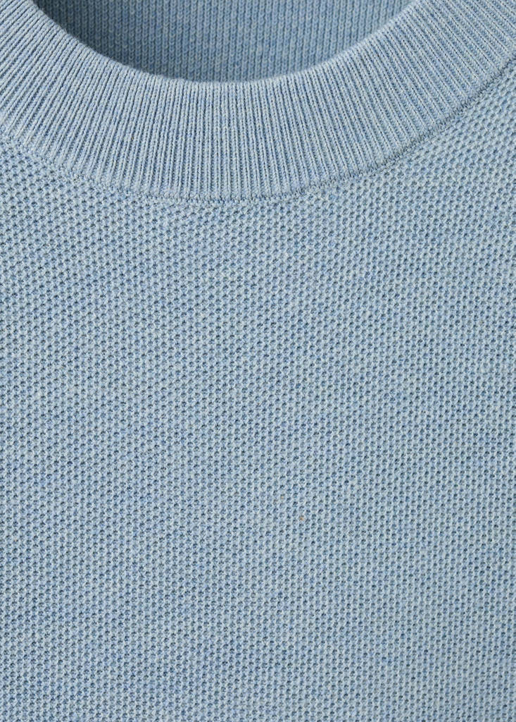 Microstructured cotton knitted sweater — Sky Blue
