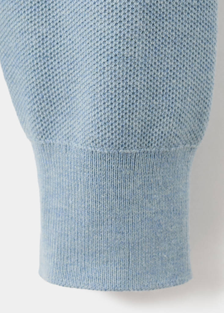 Microstructured cotton knitted sweater — Sky Blue