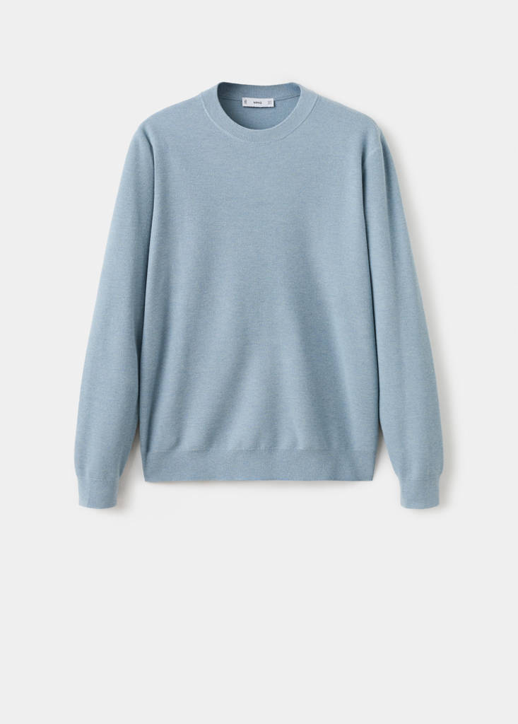 Microstructured cotton knitted sweater — Sky Blue