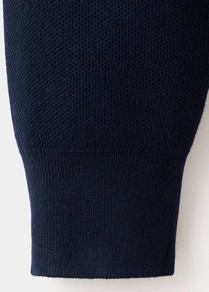 Microstructured cotton knitted sweater — Navy