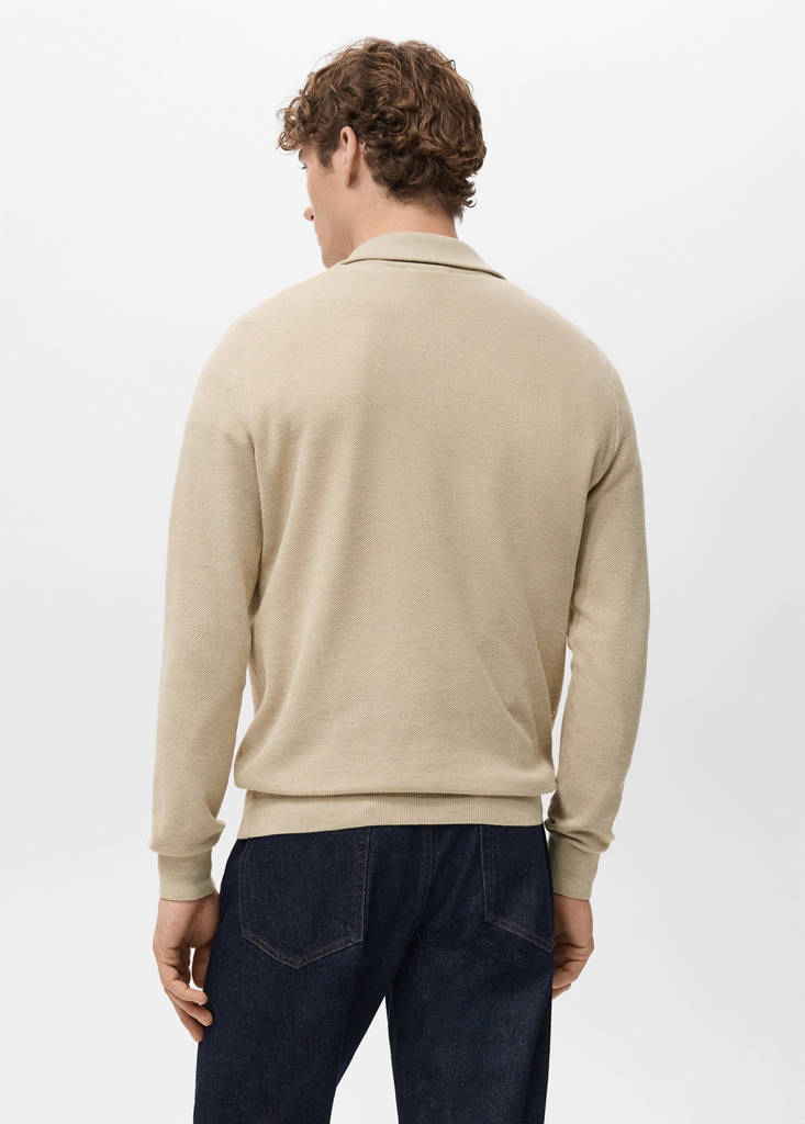 Microstructure polo shirt with zip neck — Beige