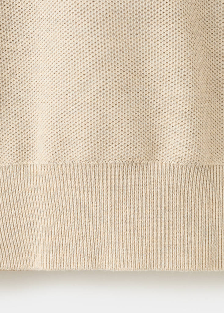 Microstructure polo shirt with zip neck — Beige