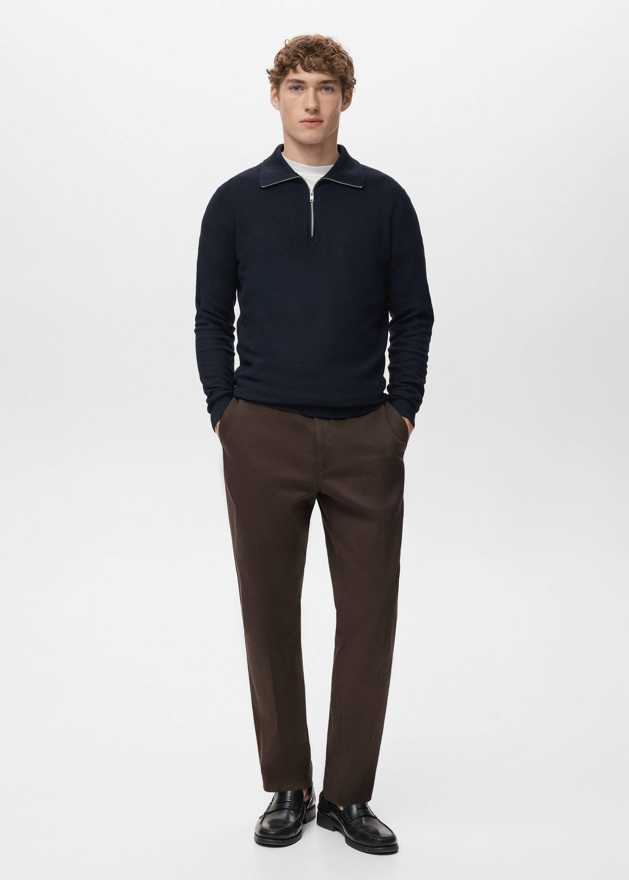 Jersey microestructura cuello cremallera - Plano general