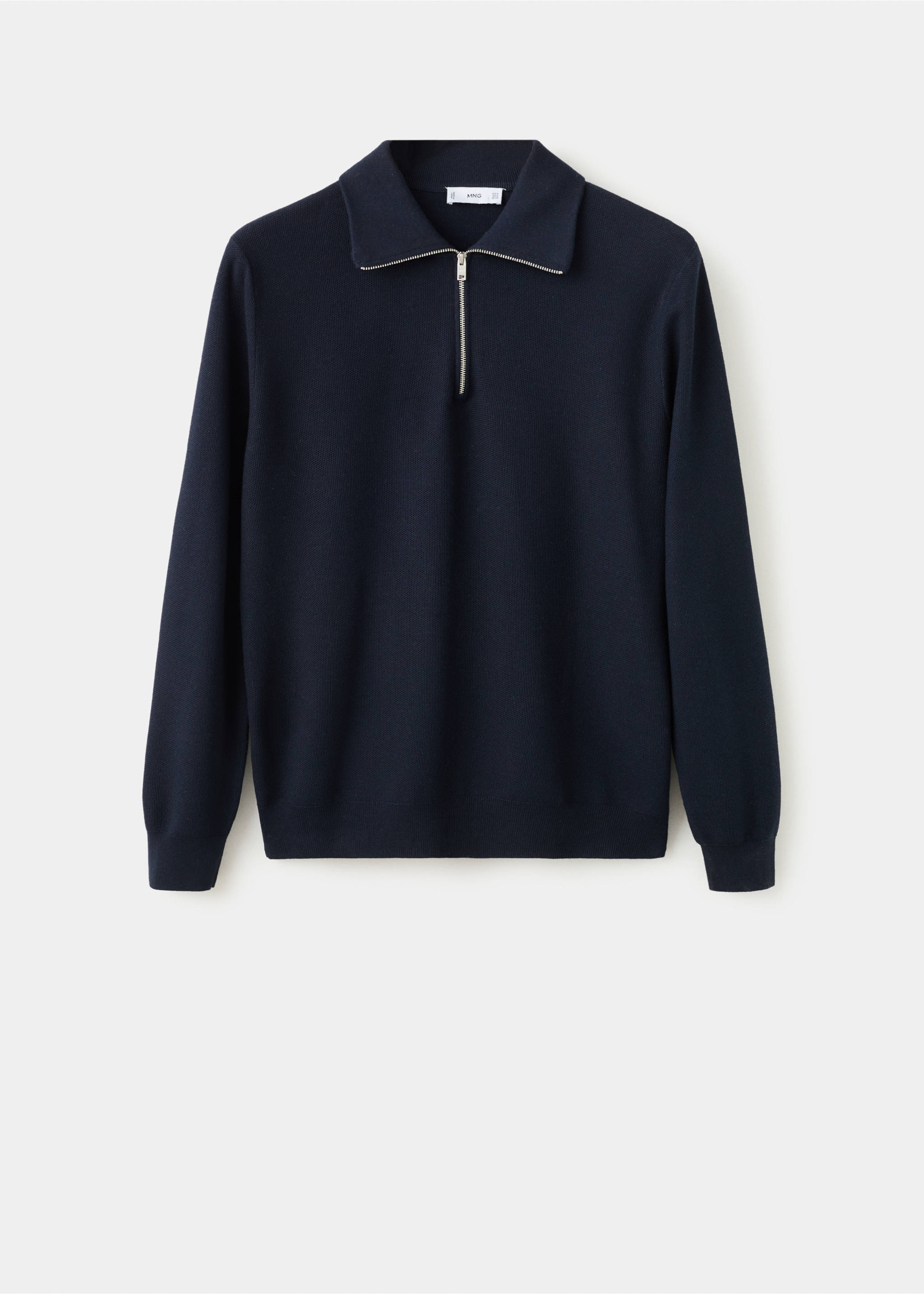 Jersey microestructura cuello cremallera - Artículo sin modelo, Azul marino. Ref: 27041282-00.