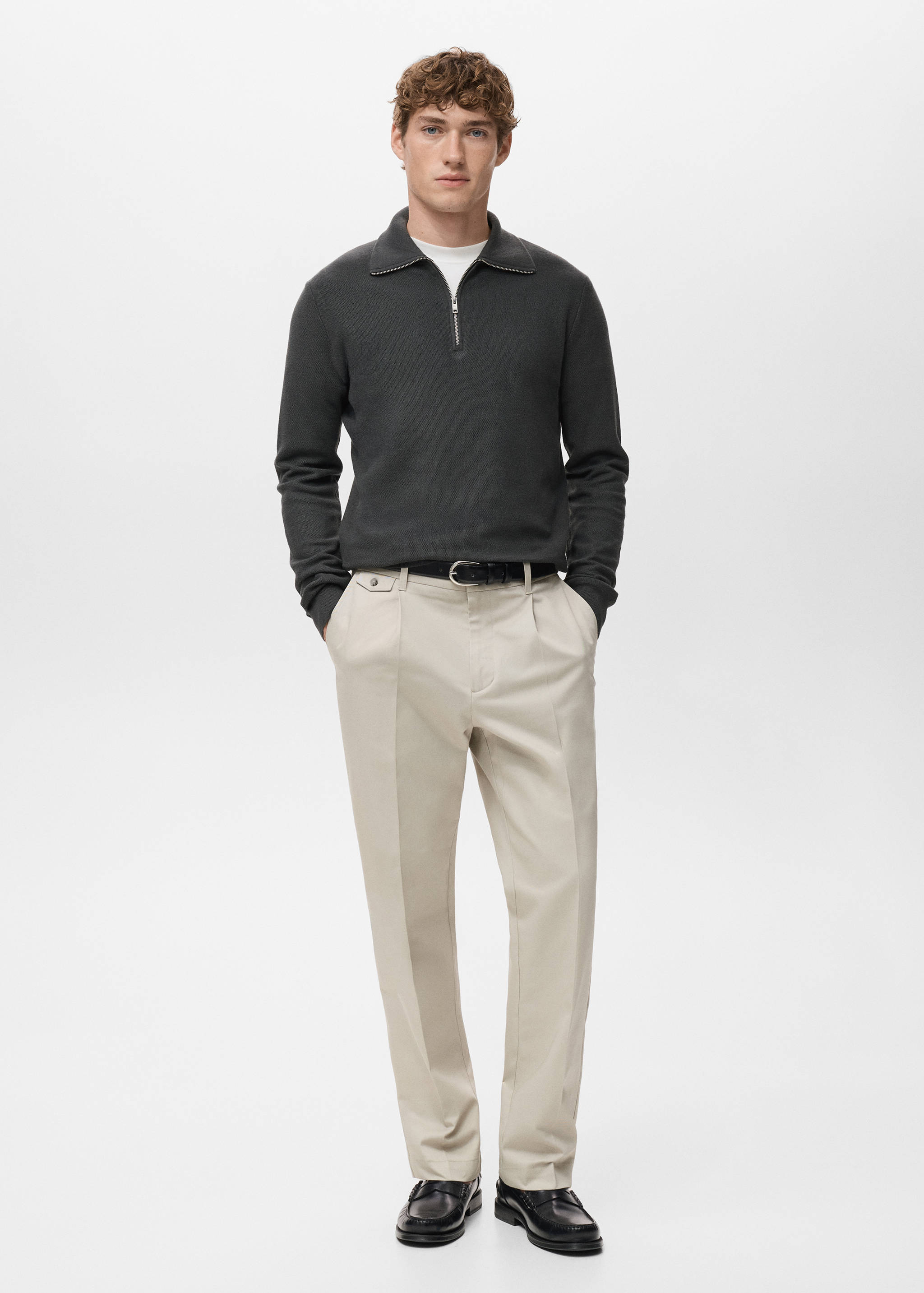 Jersey microestructura cuello cremallera - Plano general