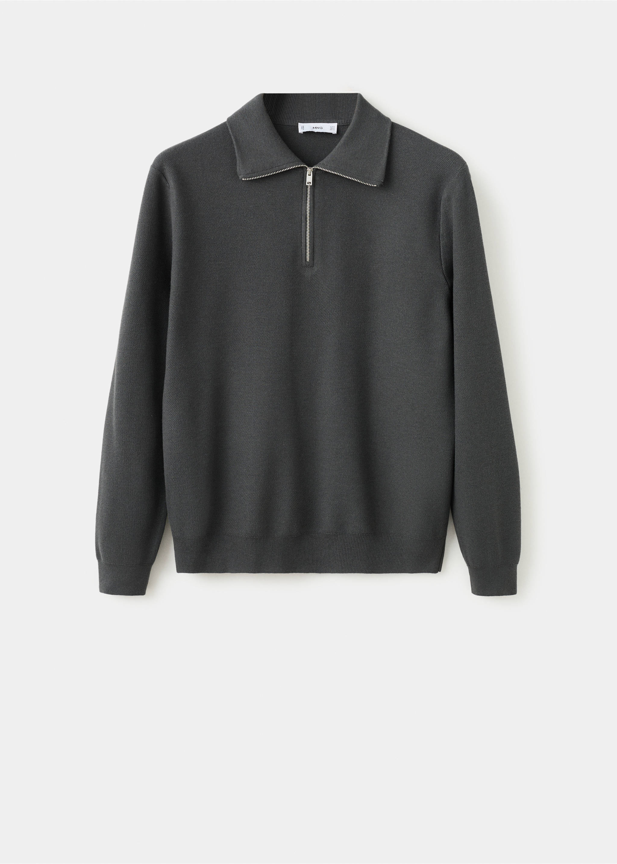 Jersey microestructura cuello cremallera - Artículo sin modelo, Gris oscuro. Ref: 27041282-00.