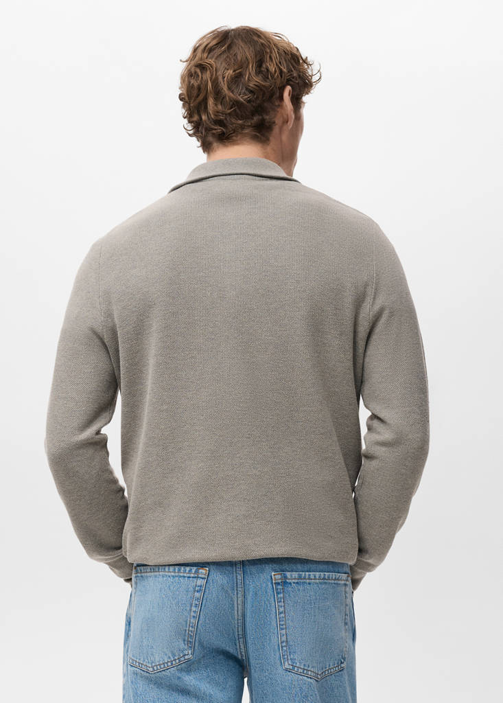 Microstructure polo shirt with zip neck — Mink Grey