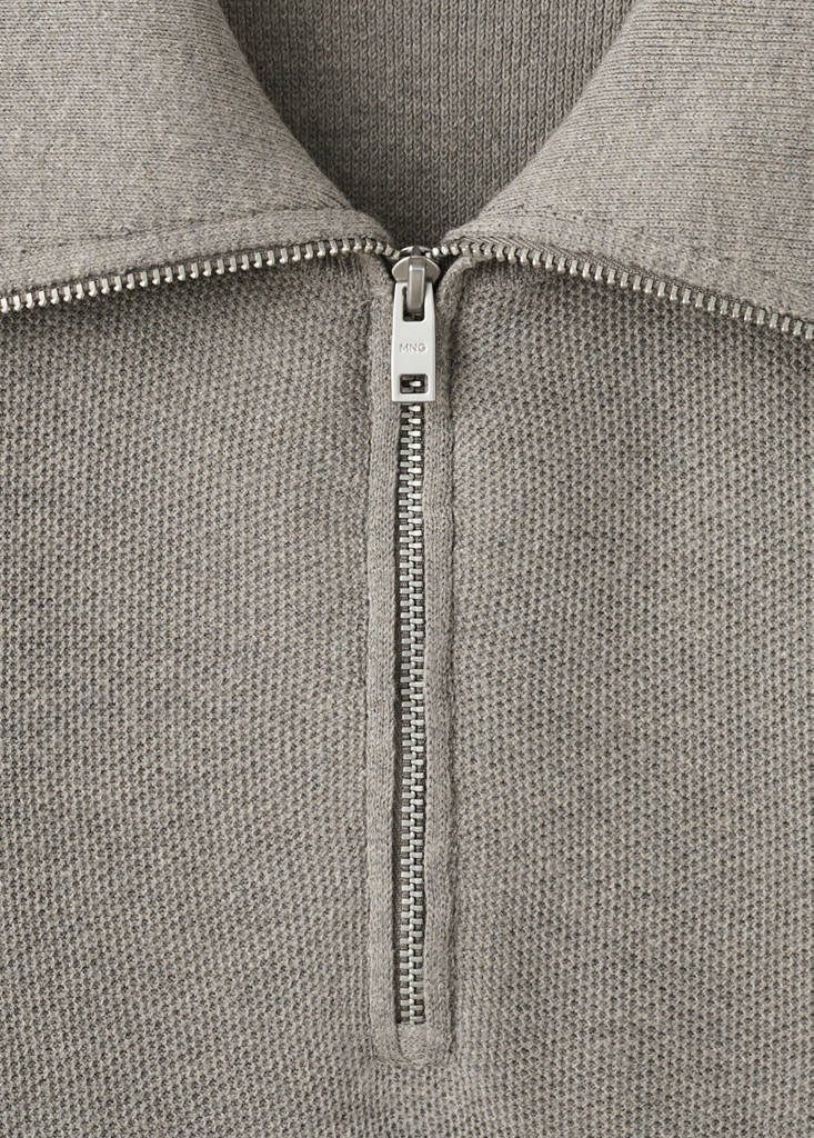 Microstructure polo shirt with zip neck — Mink Grey