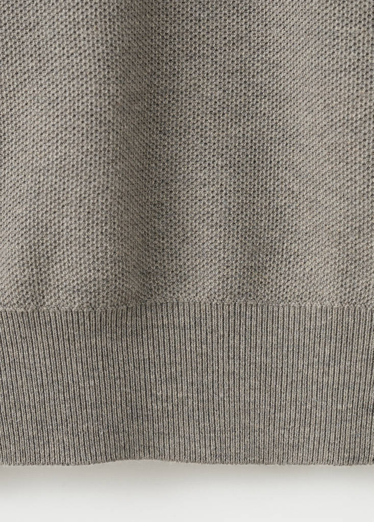 Microstructure polo shirt with zip neck — Mink Grey