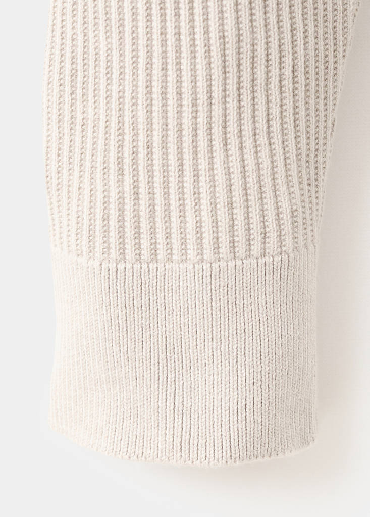 Ribbed sweater with zip neck — Beige