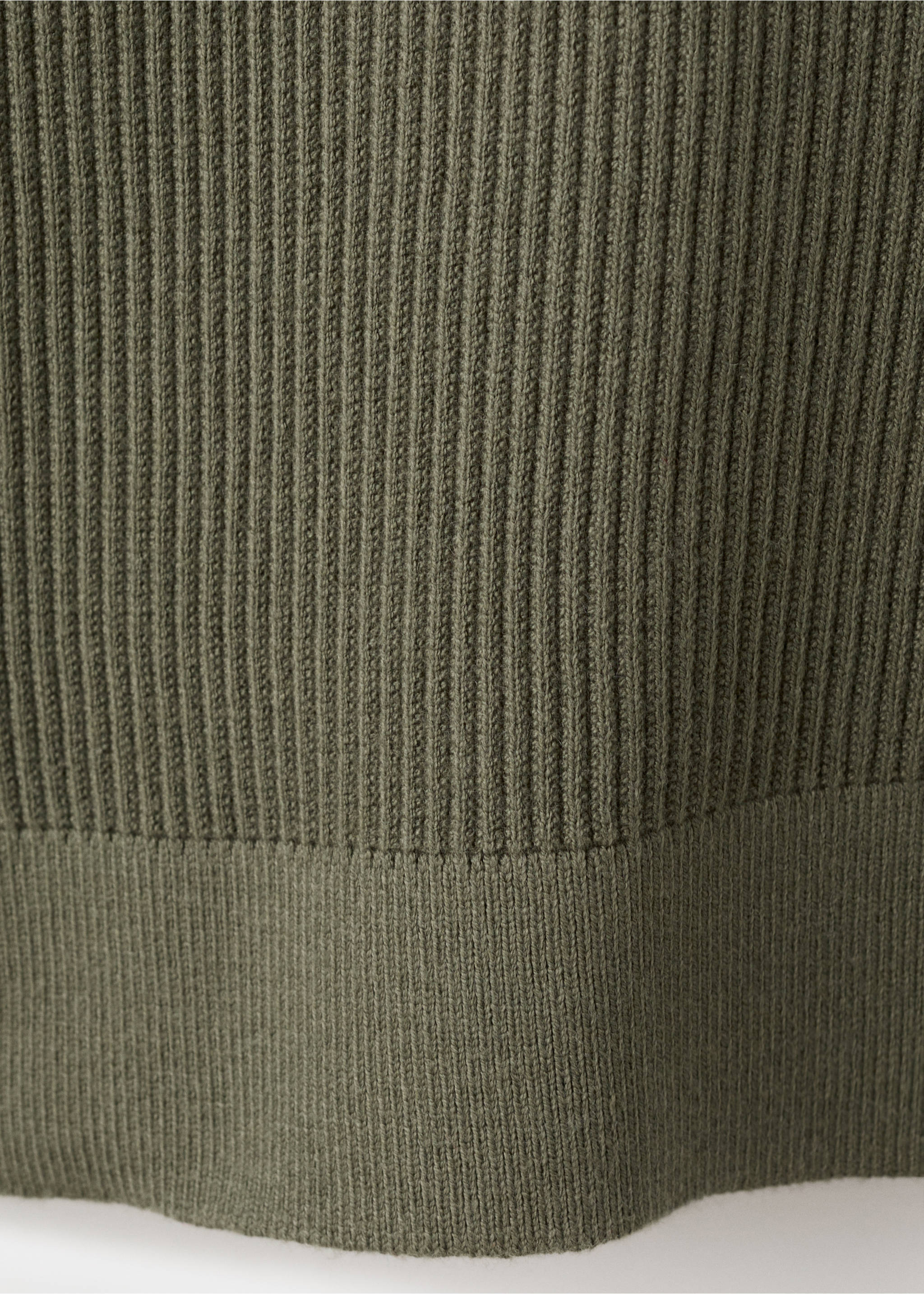 Ribbed sweater with zip neck - Details of the article 0, Olive Green. Ref: 27041283-00.