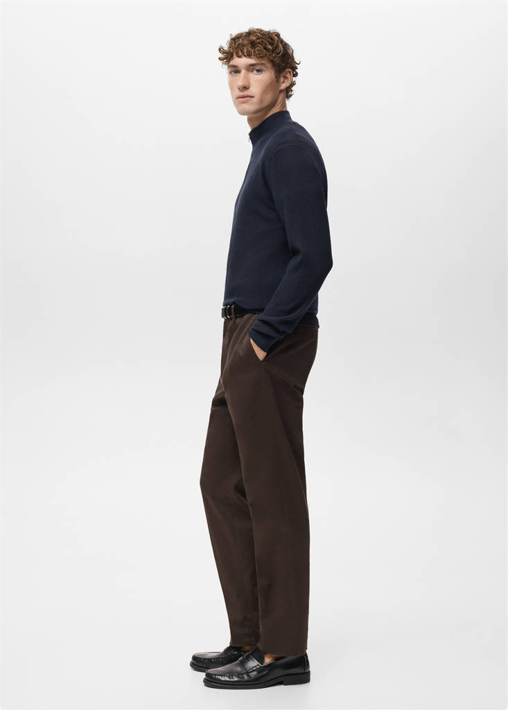 Ribbed sweater with zip neck — Navy