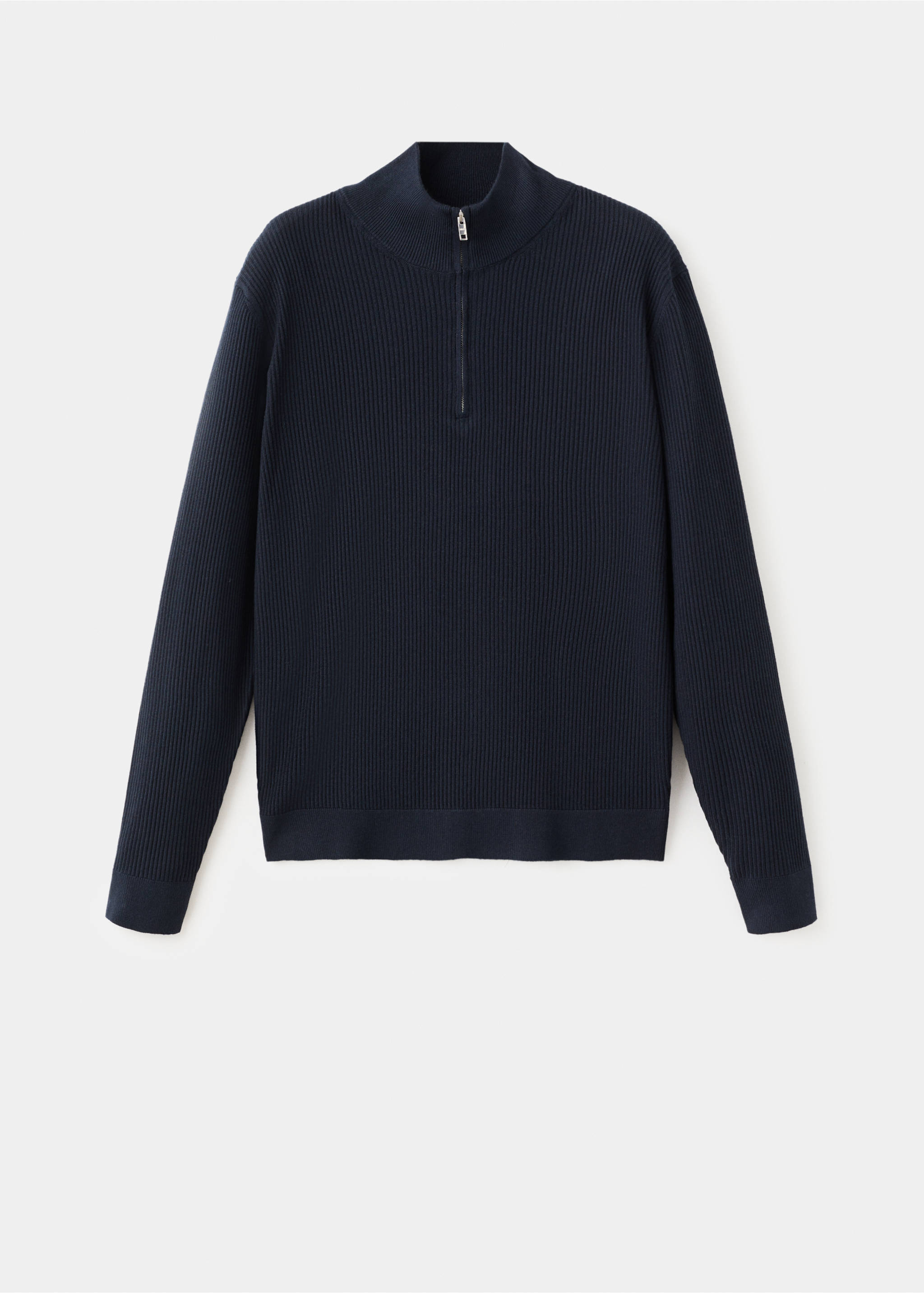Ribbed sweater with zip neck - Article without model, Navy. Ref: 27041283-00.