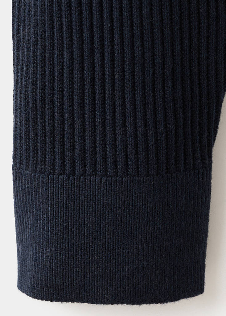 Ribbed sweater with zip neck — Navy
