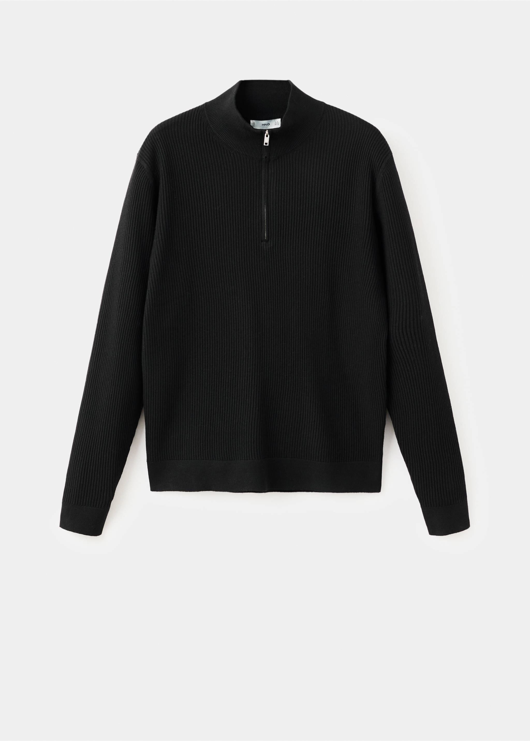 Ribbed sweater with zip neck - Article without model, Black. Ref: 27041283-00.