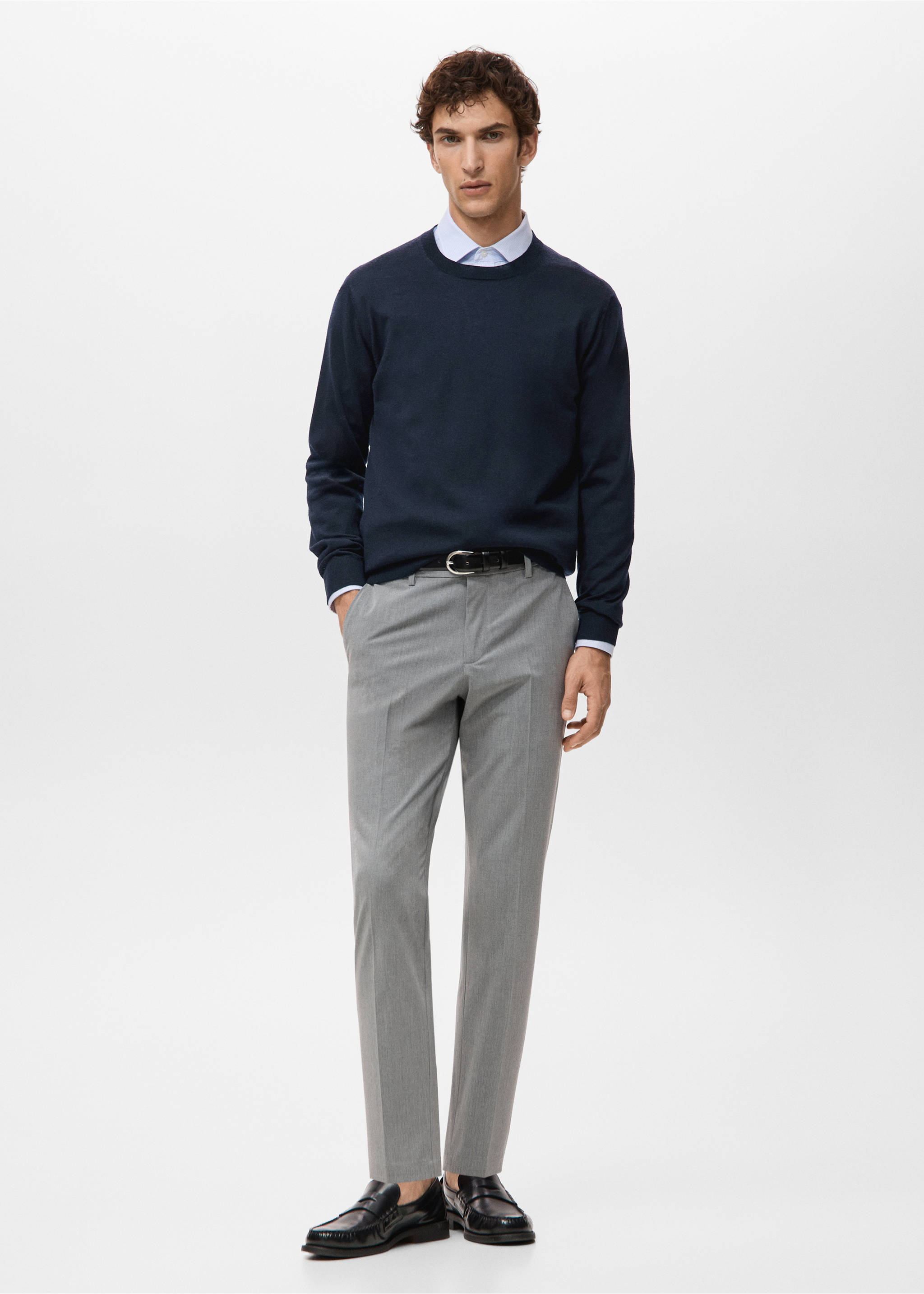 Jersey 100% lana punto fino - Plano general, Azul marino. Ref: 27041284-00.