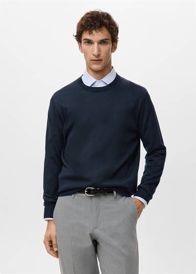 Mango Woll-Pullover Navy