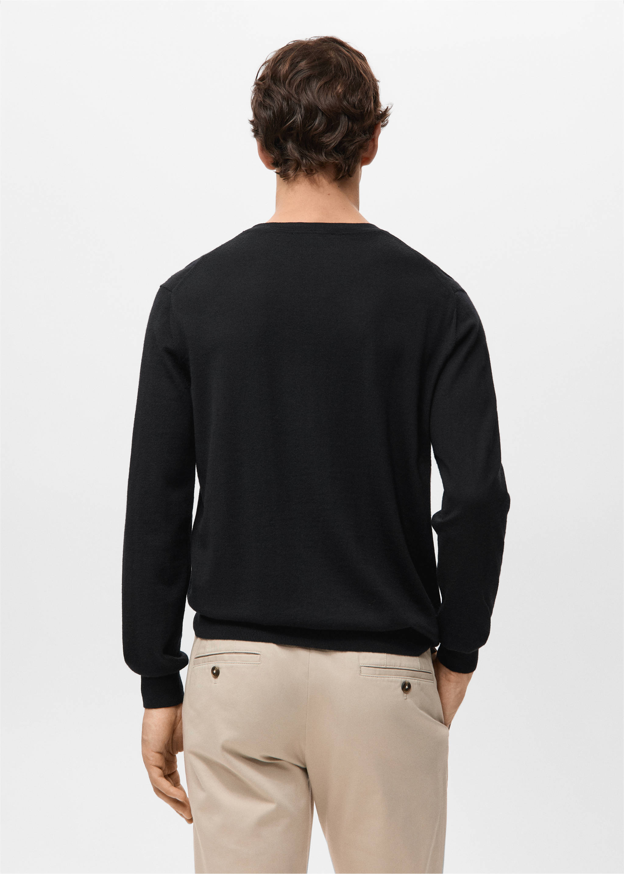 100% wool fine-knit sweater - Reverse of the article, Black. Ref: 27041284-00.