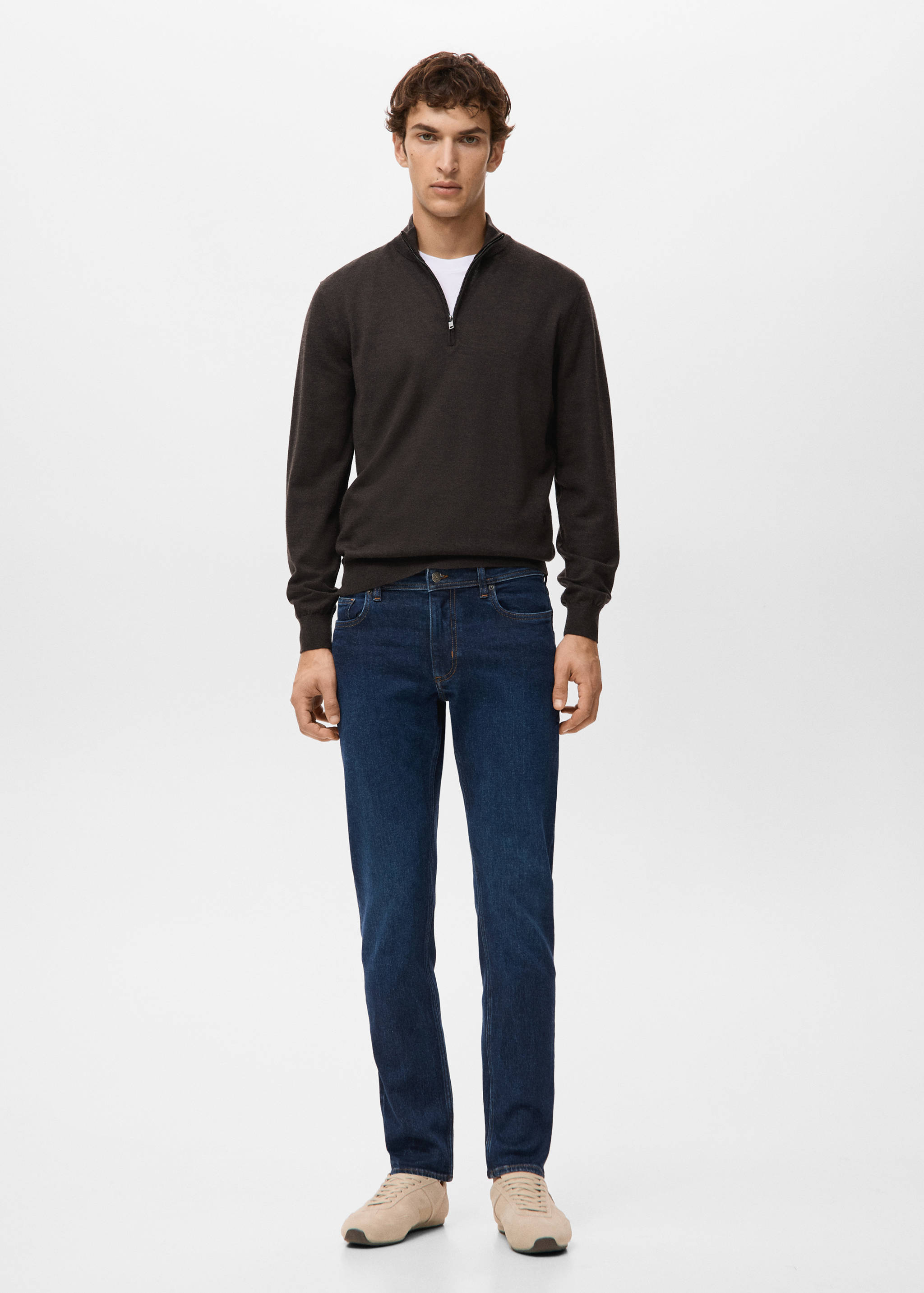 100% merino wool zip-neck sweater - General plane