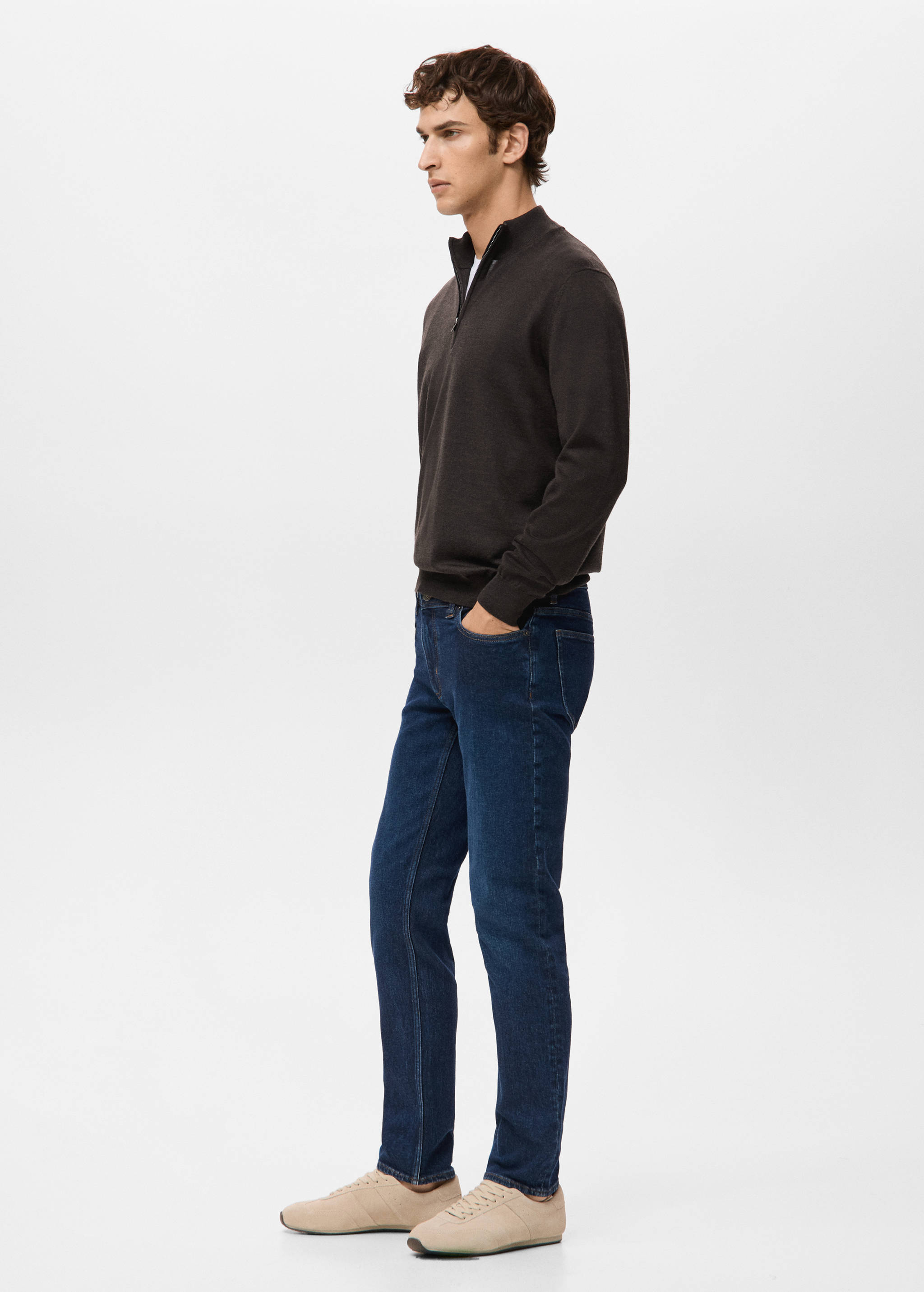 100% merino wool zip-neck sweater - Details of the article 2