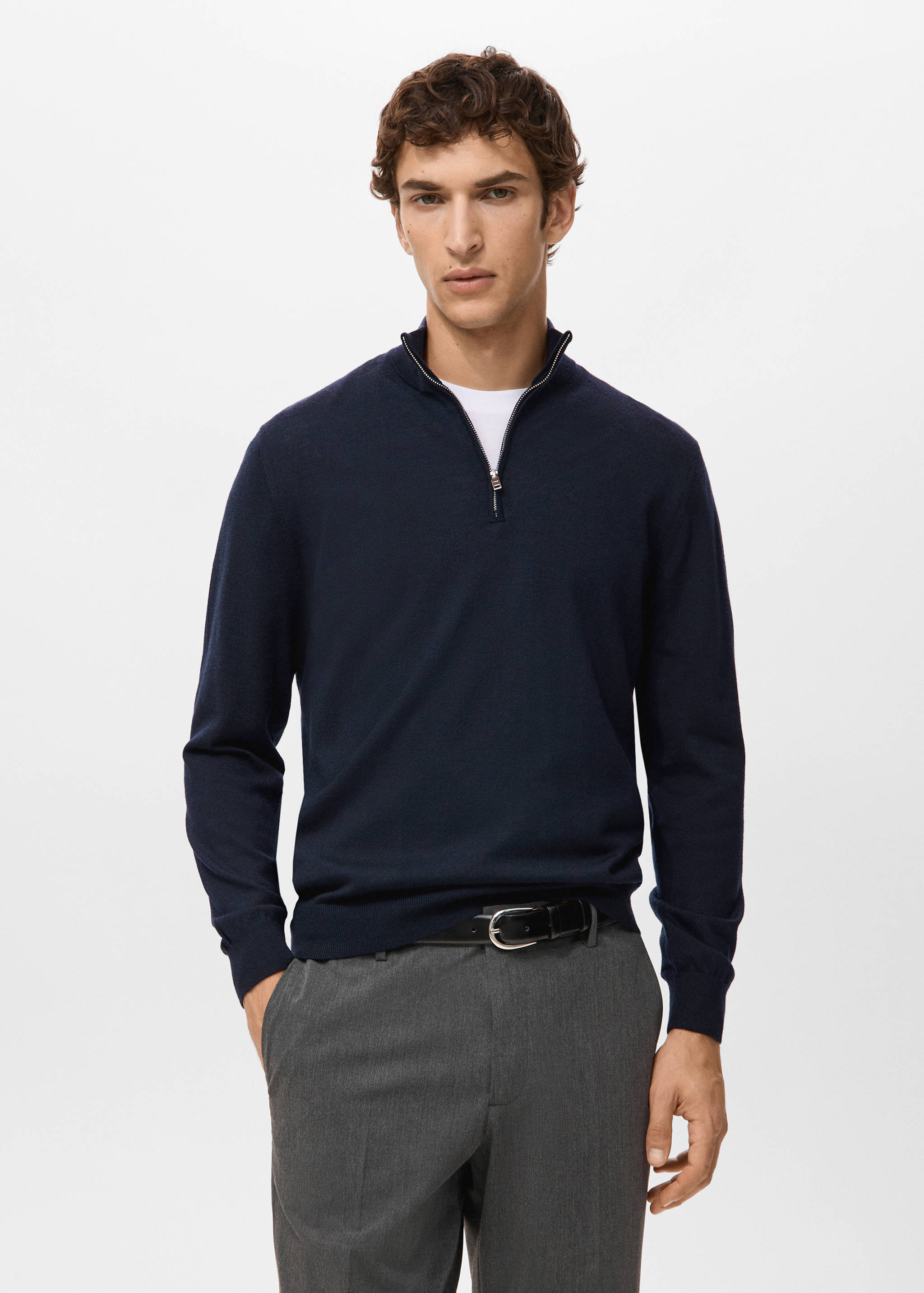 100% merino wool zip-neck sweater - Medium plane