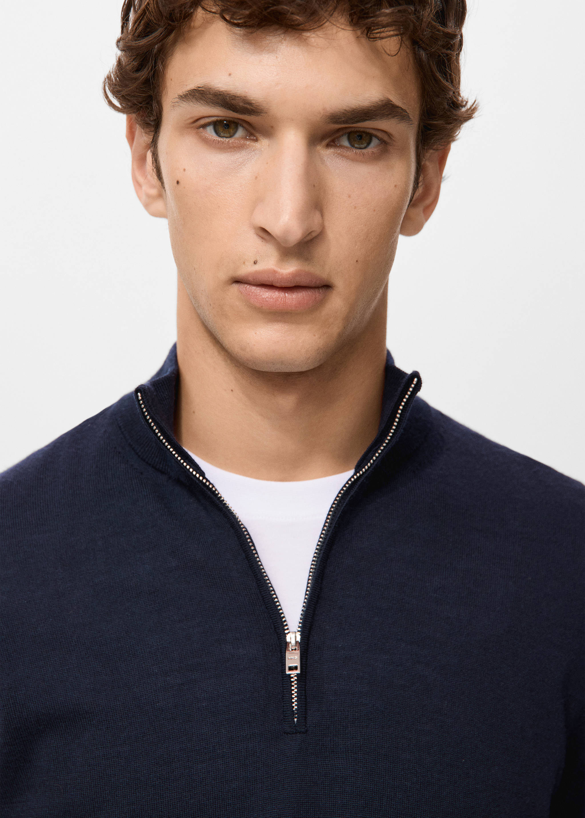 100% merino wool zip-neck sweater - Details of the article 1