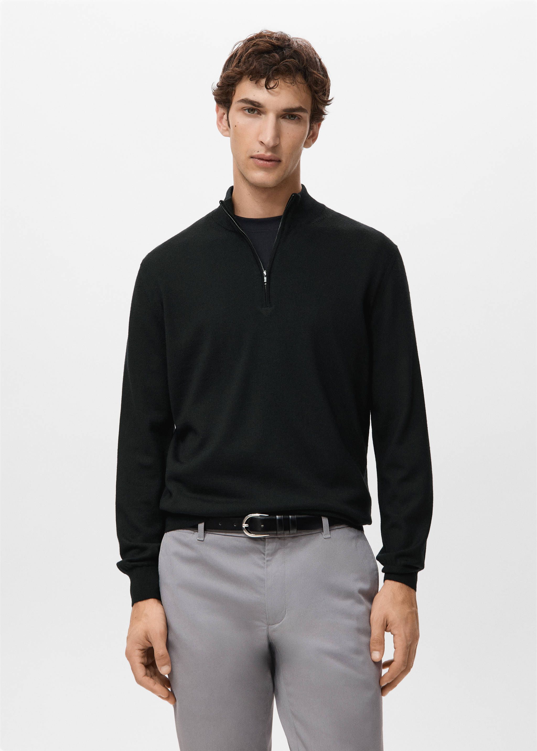 100% merino wool zip-neck sweater - Medium plane