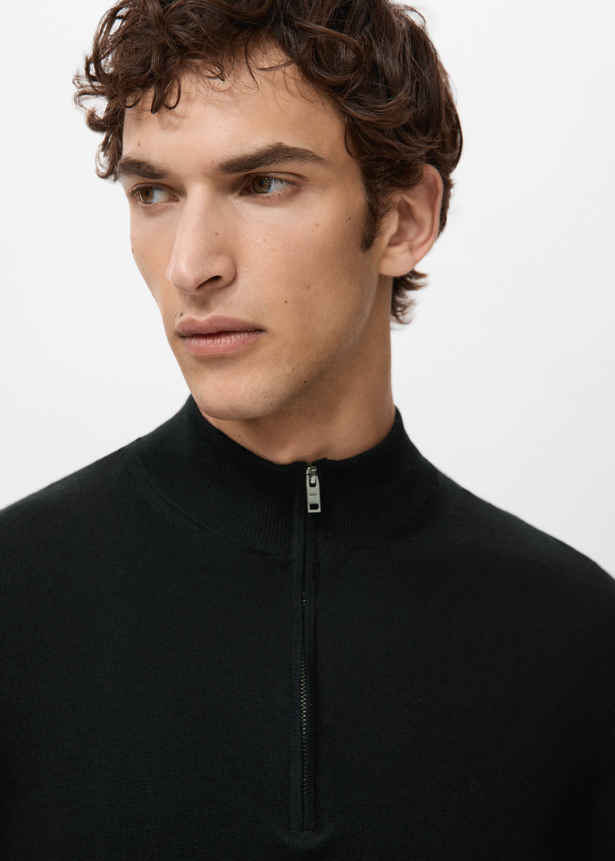 100% merino wool zip-neck sweater - Details of the article 1
