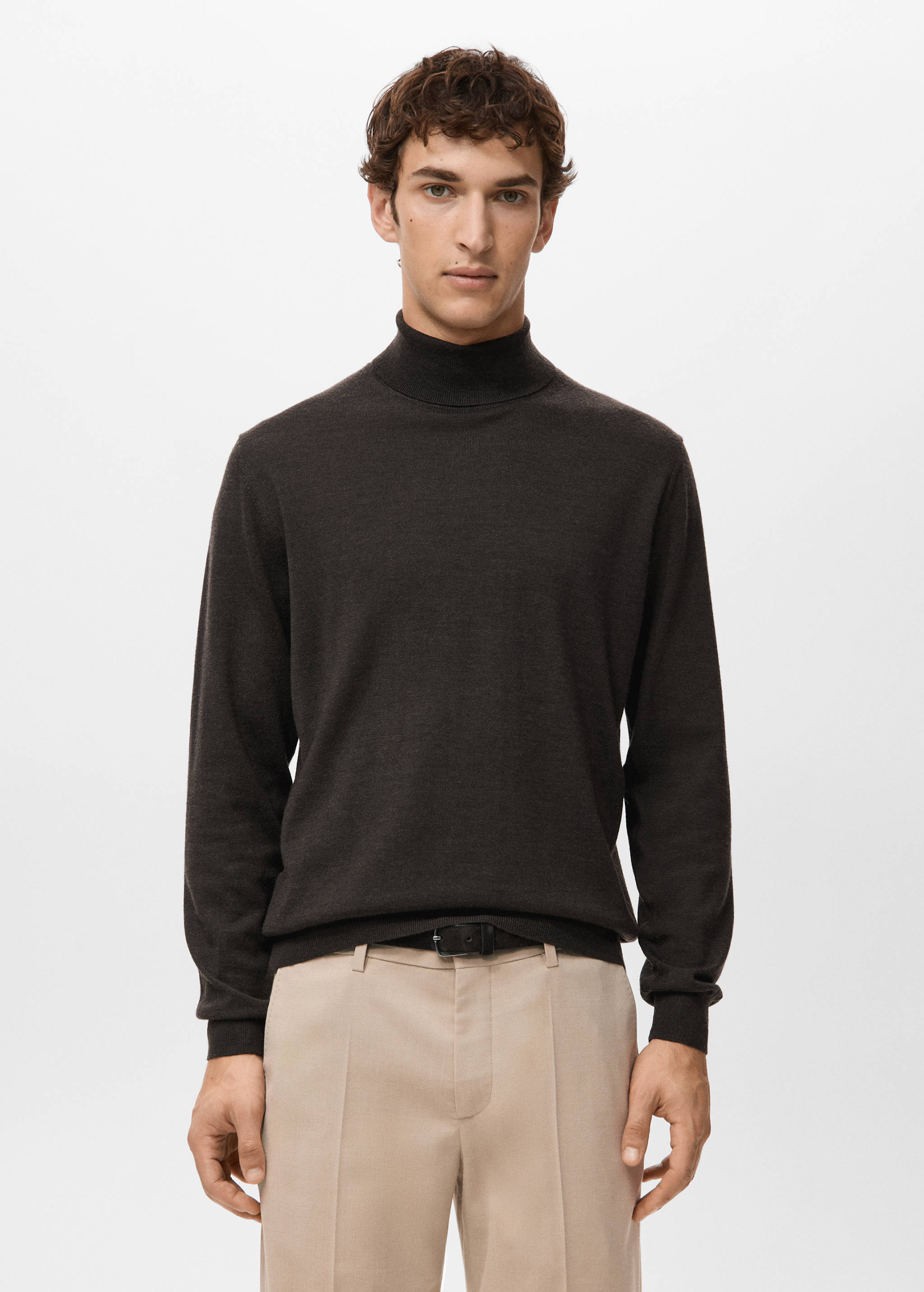 100% merino wool roll neck jumper - Medium plane